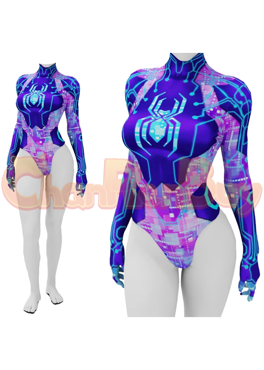 Spider-Byte Costume Spider-Man Across the Spider-Verse Swimsuit Bodysuit Cosplay for Adult Kids