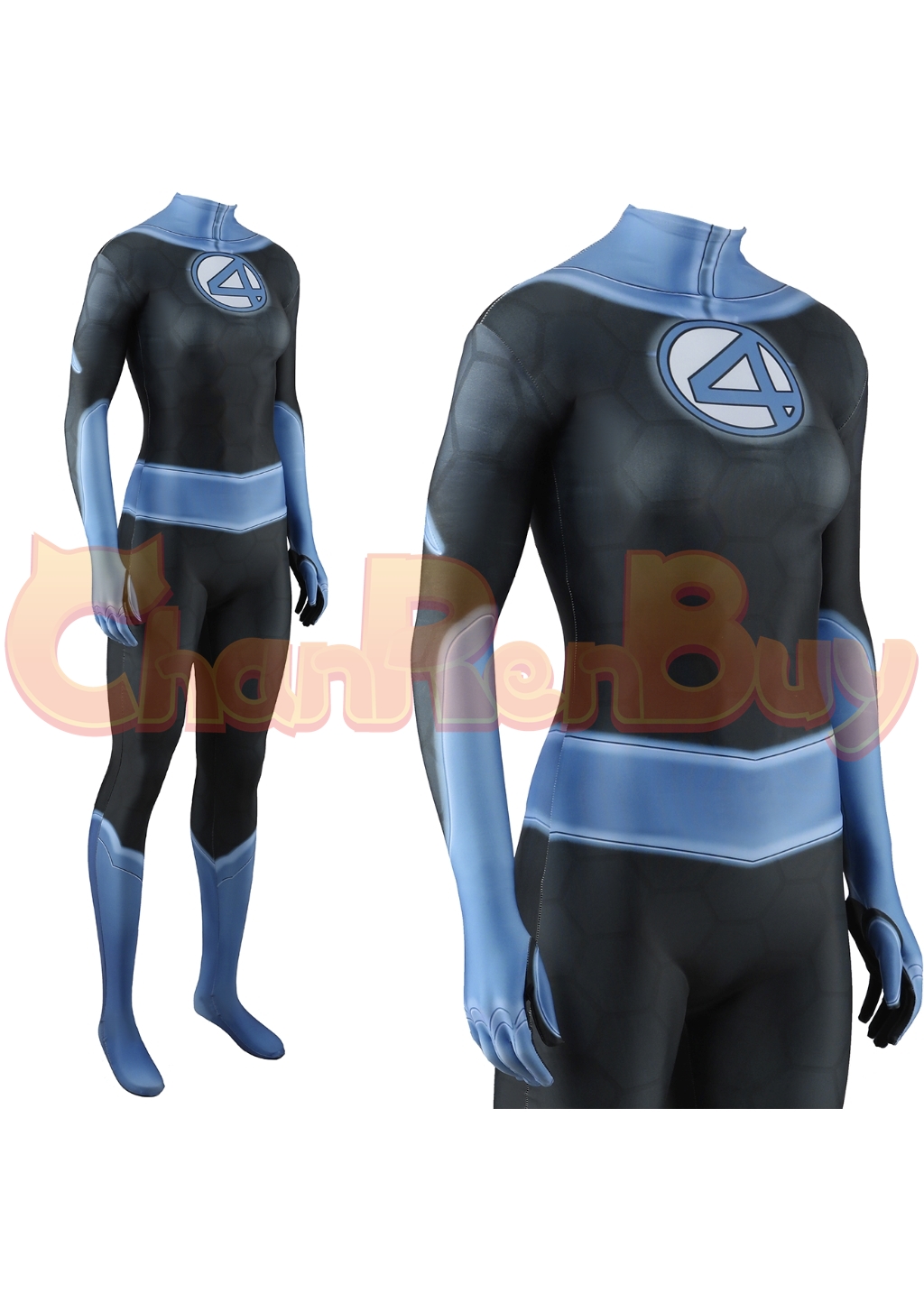 Invisible Woman Costume Fantastic 4 Bodysuit Cosplay for Adult Kids