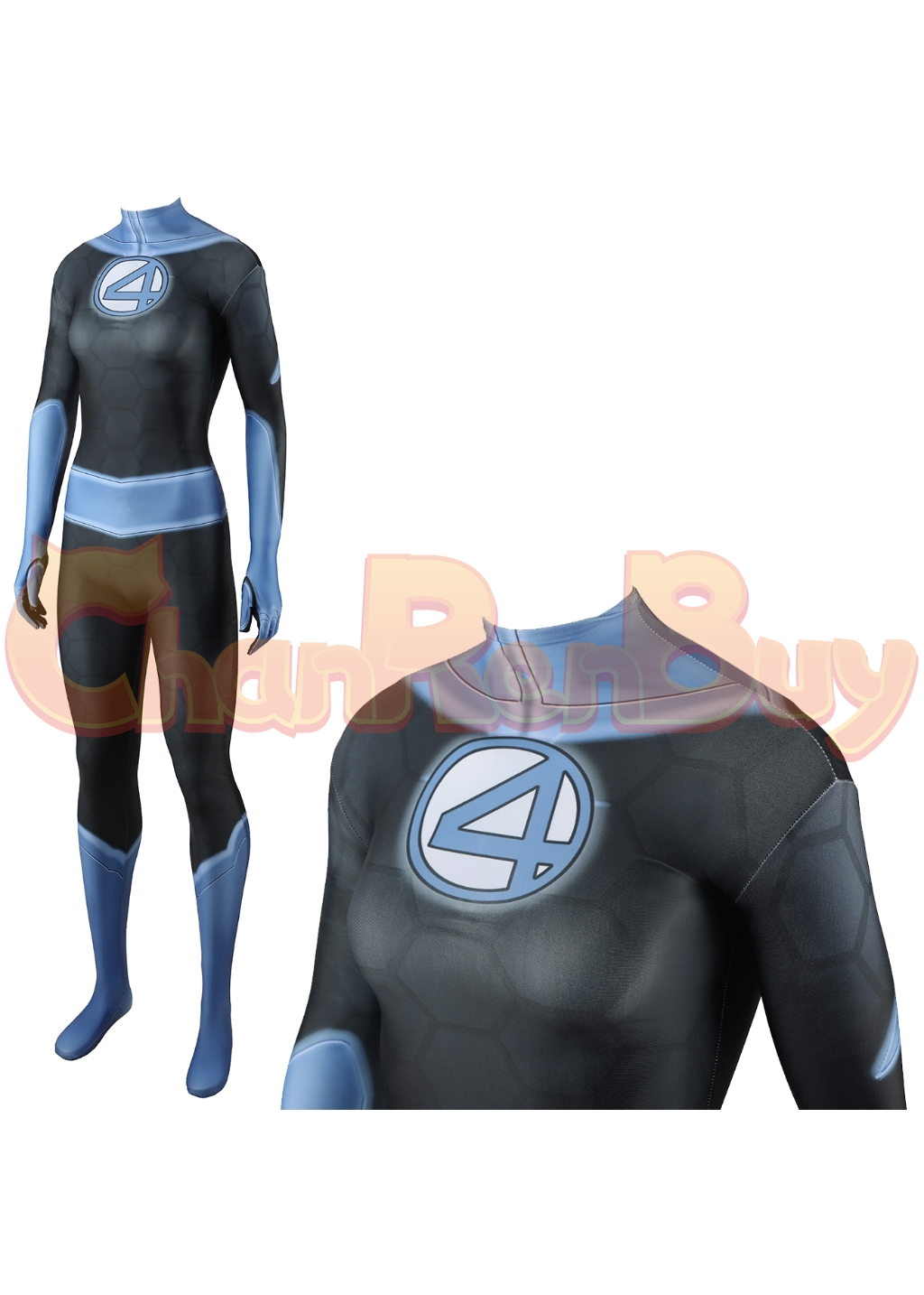 Invisible Woman Costume Fantastic 4 Bodysuit Cosplay for Adult Kids