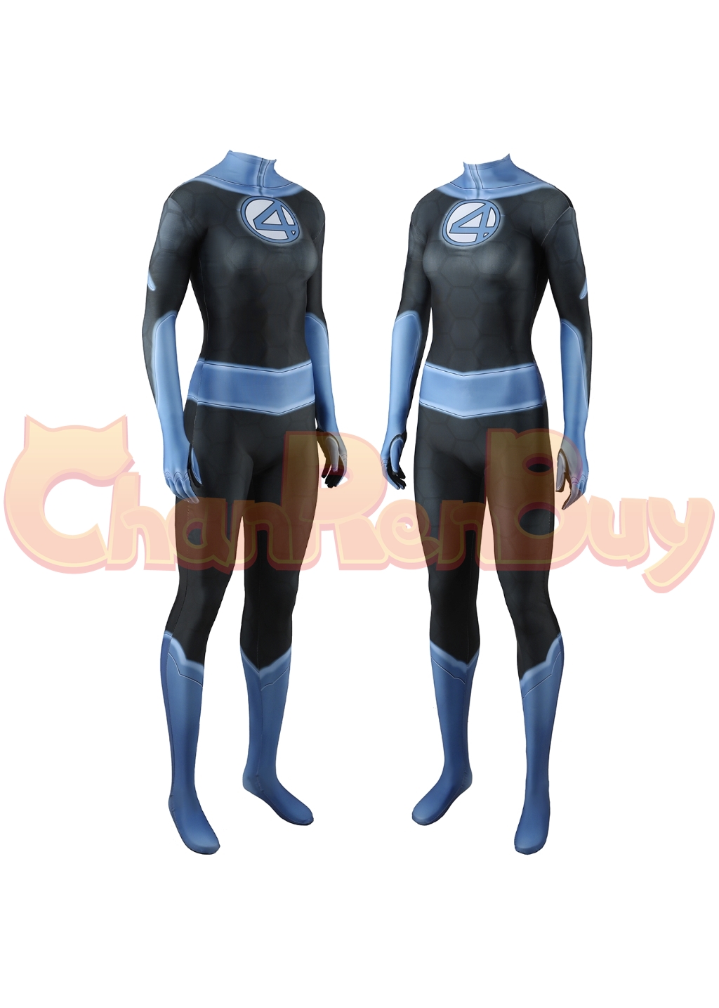 Invisible Woman Costume Fantastic 4 Bodysuit Cosplay for Adult Kids