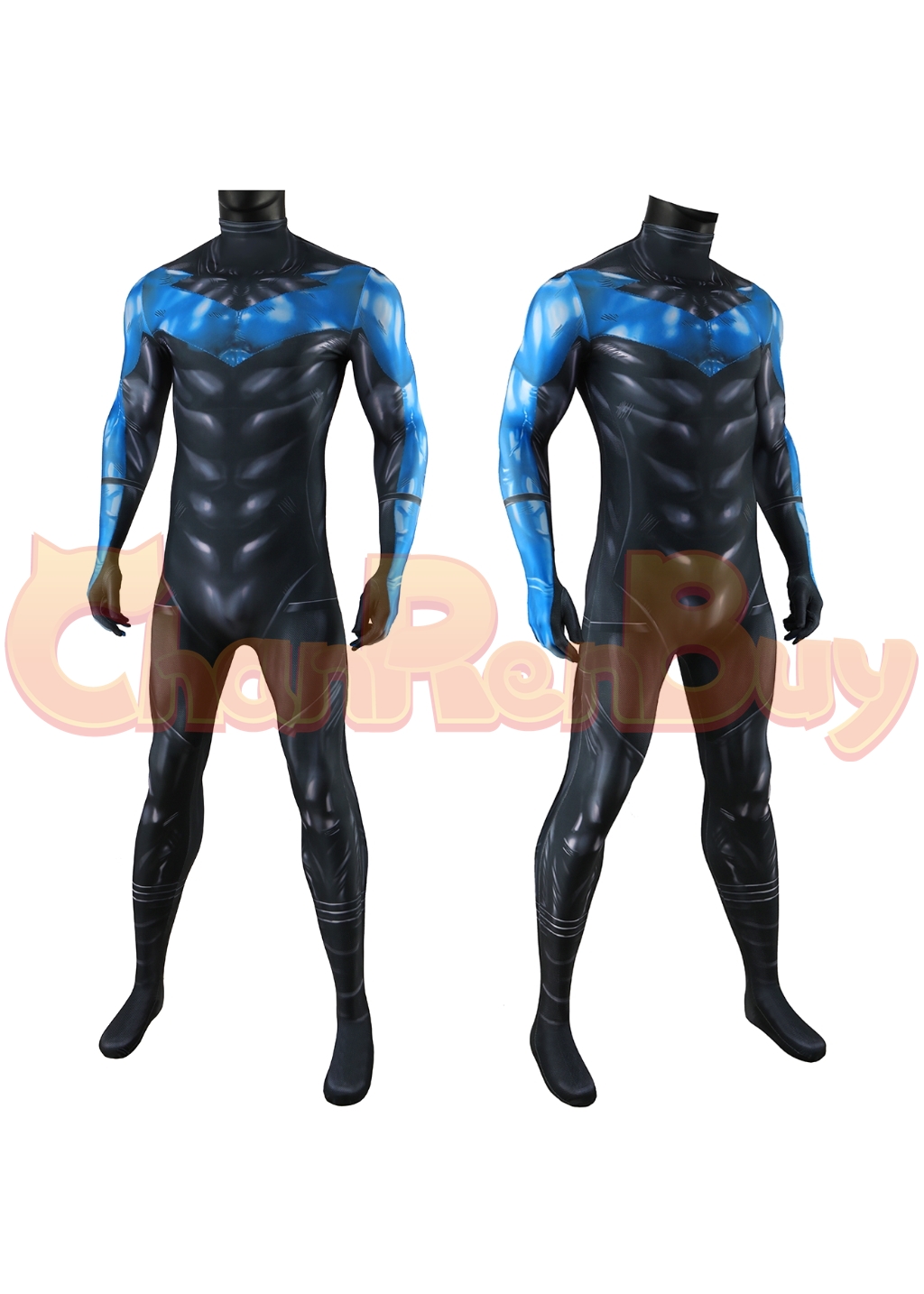 Nightwing Costume Bodysuit Bat Style Superhero Hush Cosplay for Adult Kids Blue Ver