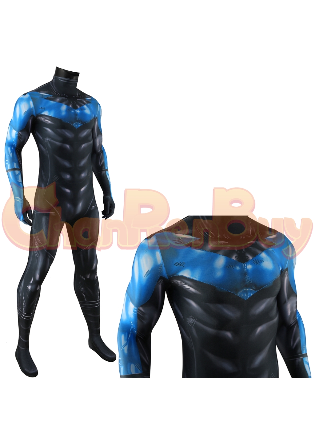 Nightwing Costume Bodysuit Bat Style Superhero Hush Cosplay for Adult Kids Blue Ver