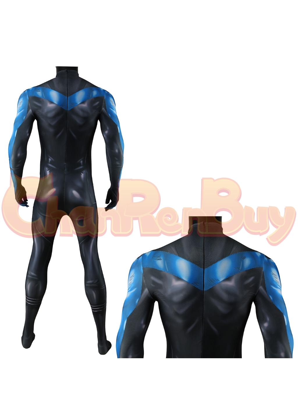 Nightwing Costume Bodysuit Bat Style Superhero Hush Cosplay for Adult Kids Blue Ver