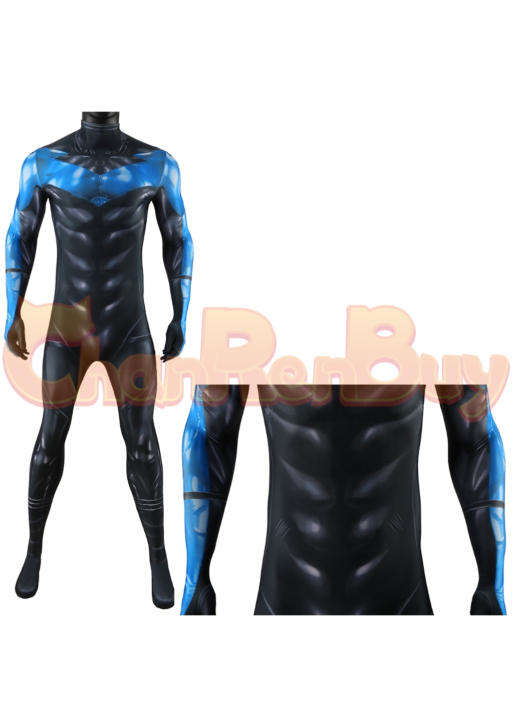 Nightwing Costume Bodysuit Bat Style Superhero Hush Cosplay for Adult Kids Blue Ver