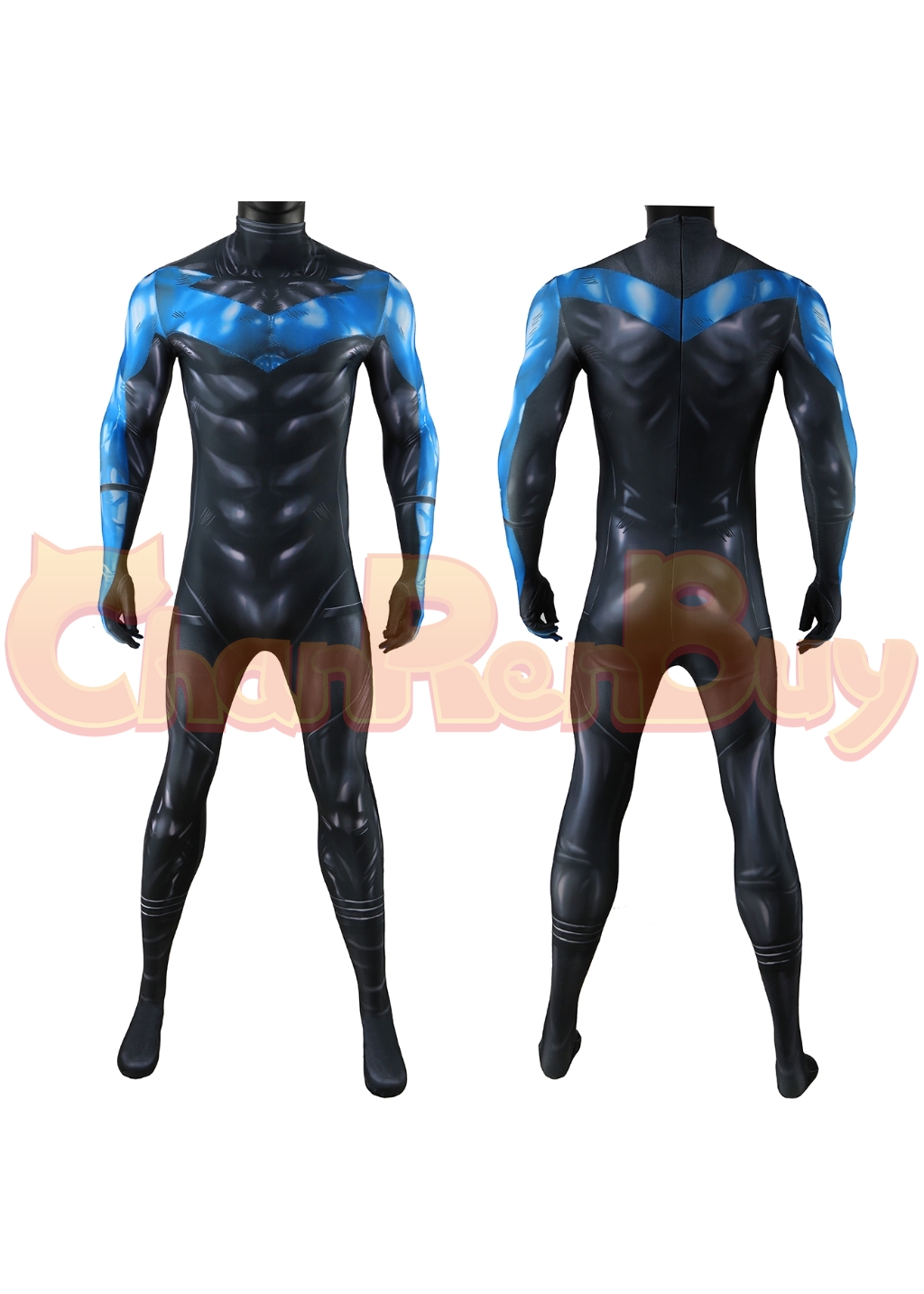 Nightwing Costume Bodysuit Bat Style Superhero Hush Cosplay for Adult Kids Blue Ver