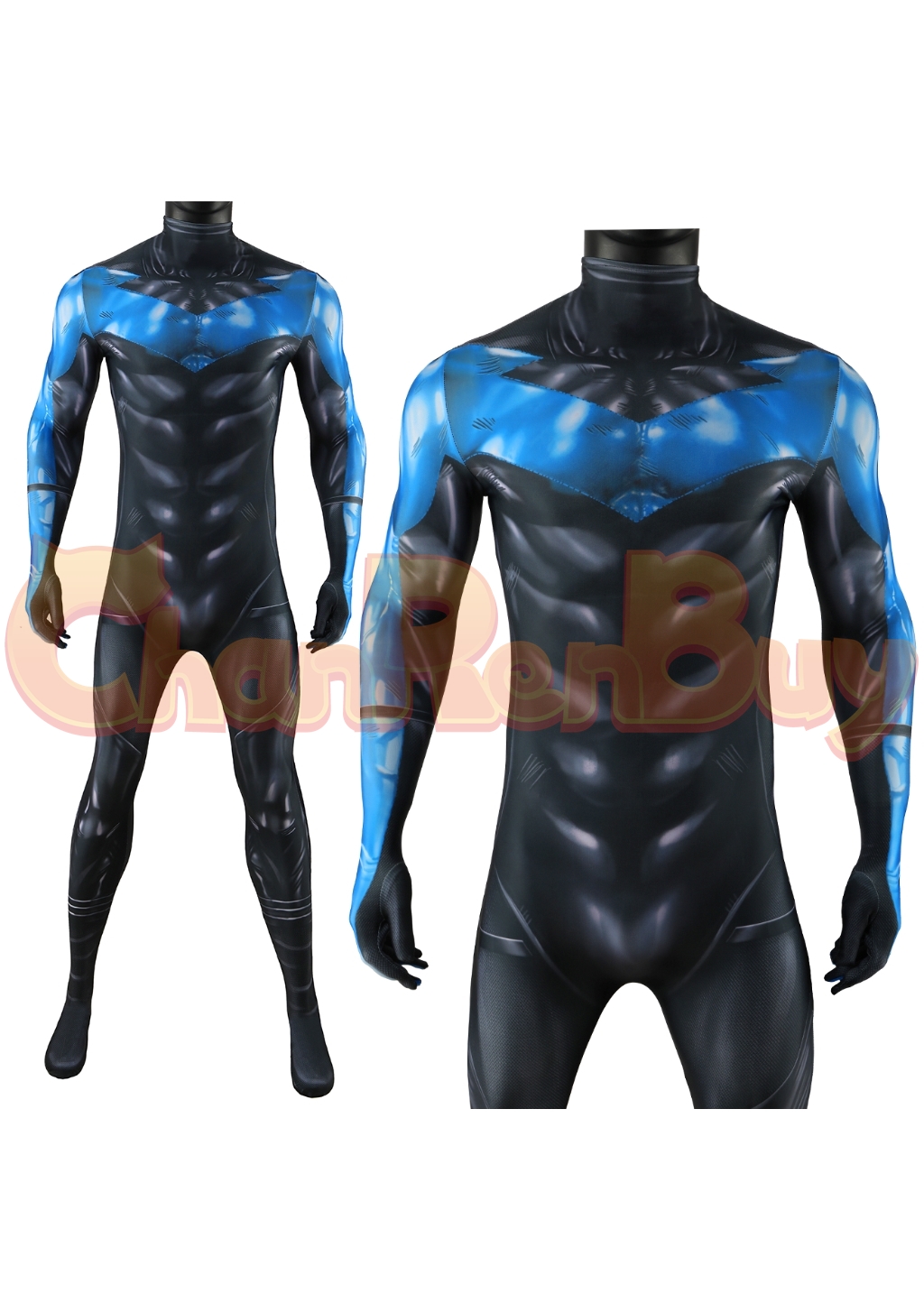 Nightwing Costume Bodysuit Bat Style Superhero Hush Cosplay for Adult Kids Blue Ver
