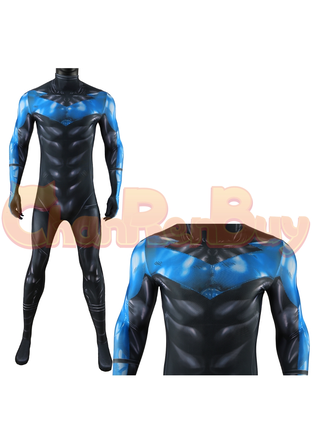 Nightwing Costume Bodysuit Bat Style Superhero Hush Cosplay for Adult Kids Blue Ver