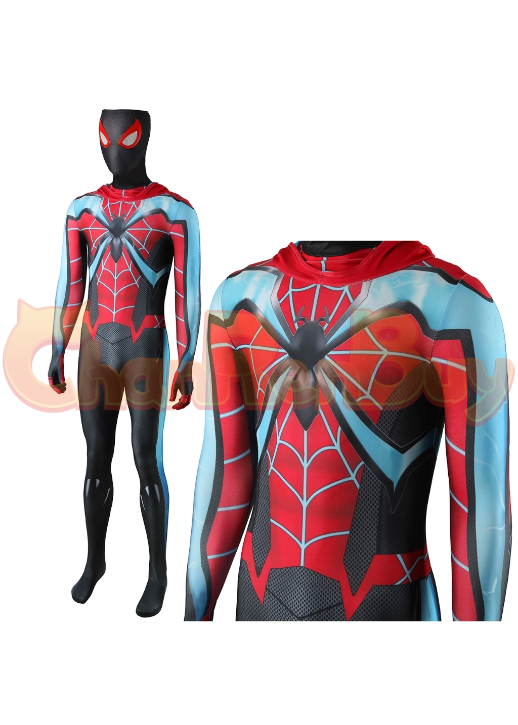 Miles Morales Costume Bodysuit Marvel's Spider-Man 2 Cosplay for Adult Kids Blue Ver