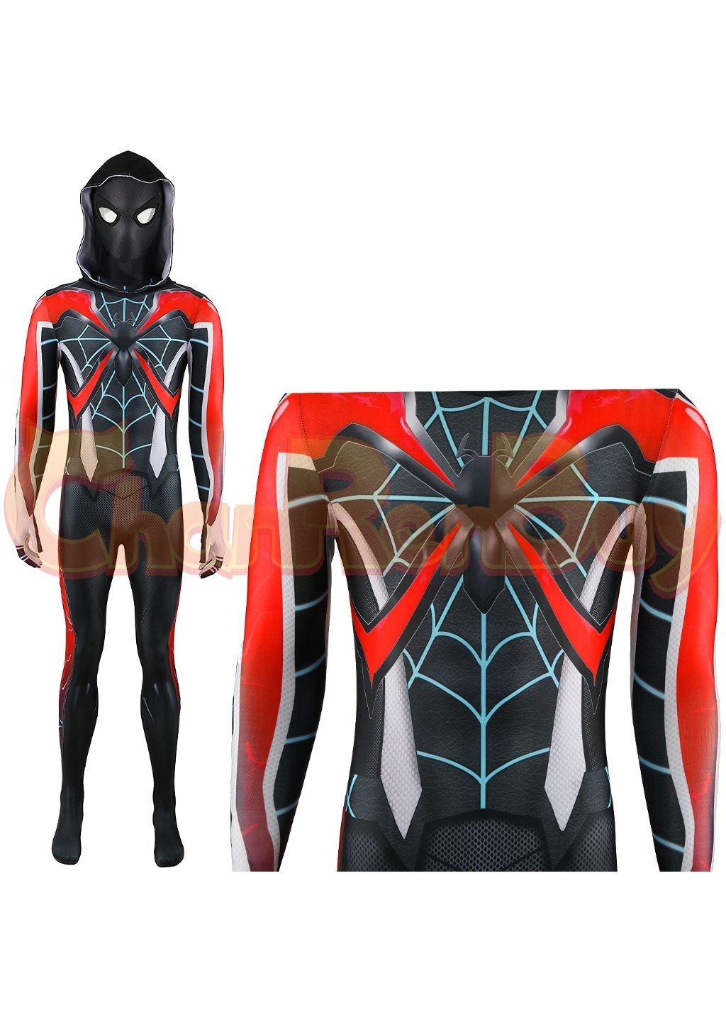 Miles Morales Costume Bodysuit Marvel's Spider-Man 2 Cosplay for Adult Kids Black Ver
