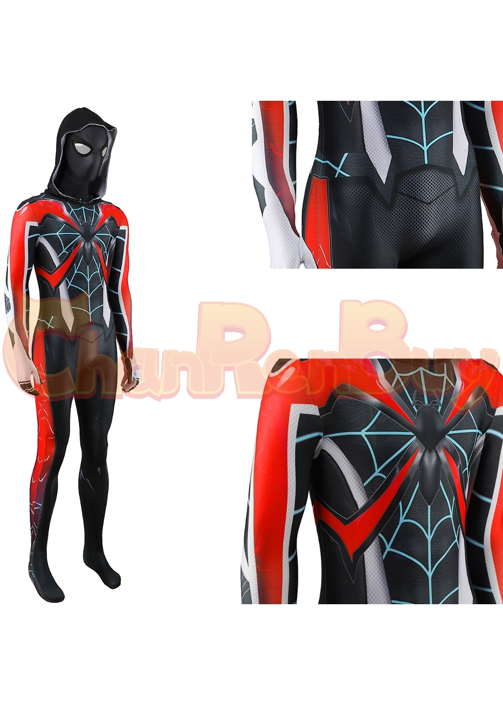 Miles Morales Costume Bodysuit Marvel's Spider-Man 2 Cosplay for Adult Kids Black Ver