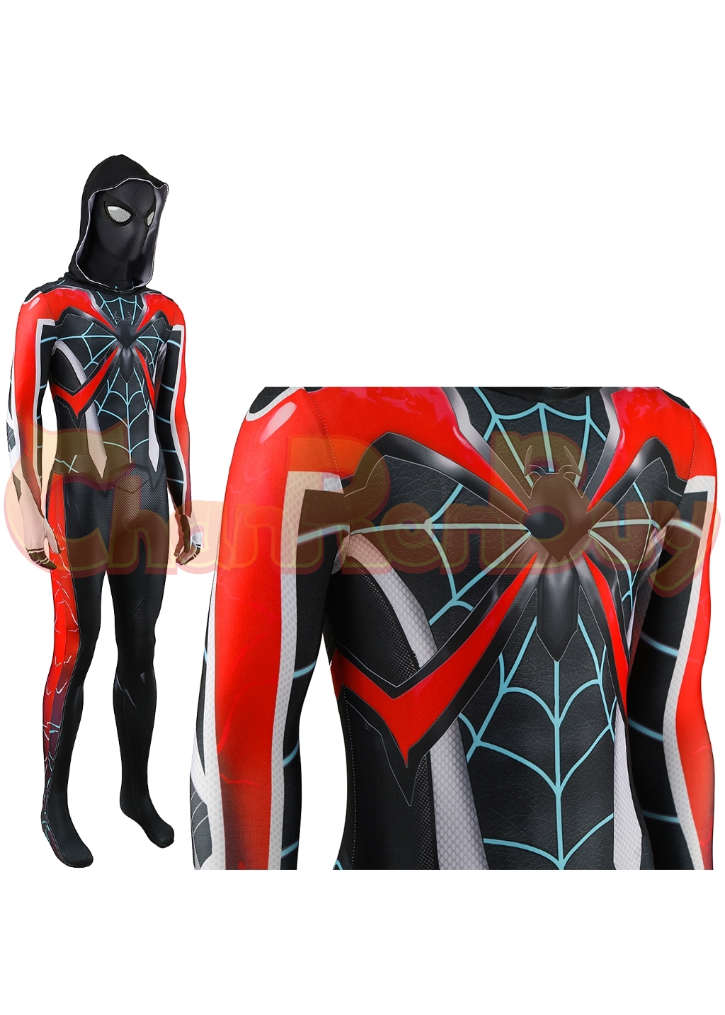 Miles Morales Costume Bodysuit Marvel's Spider-Man 2 Cosplay for Adult Kids Black Ver