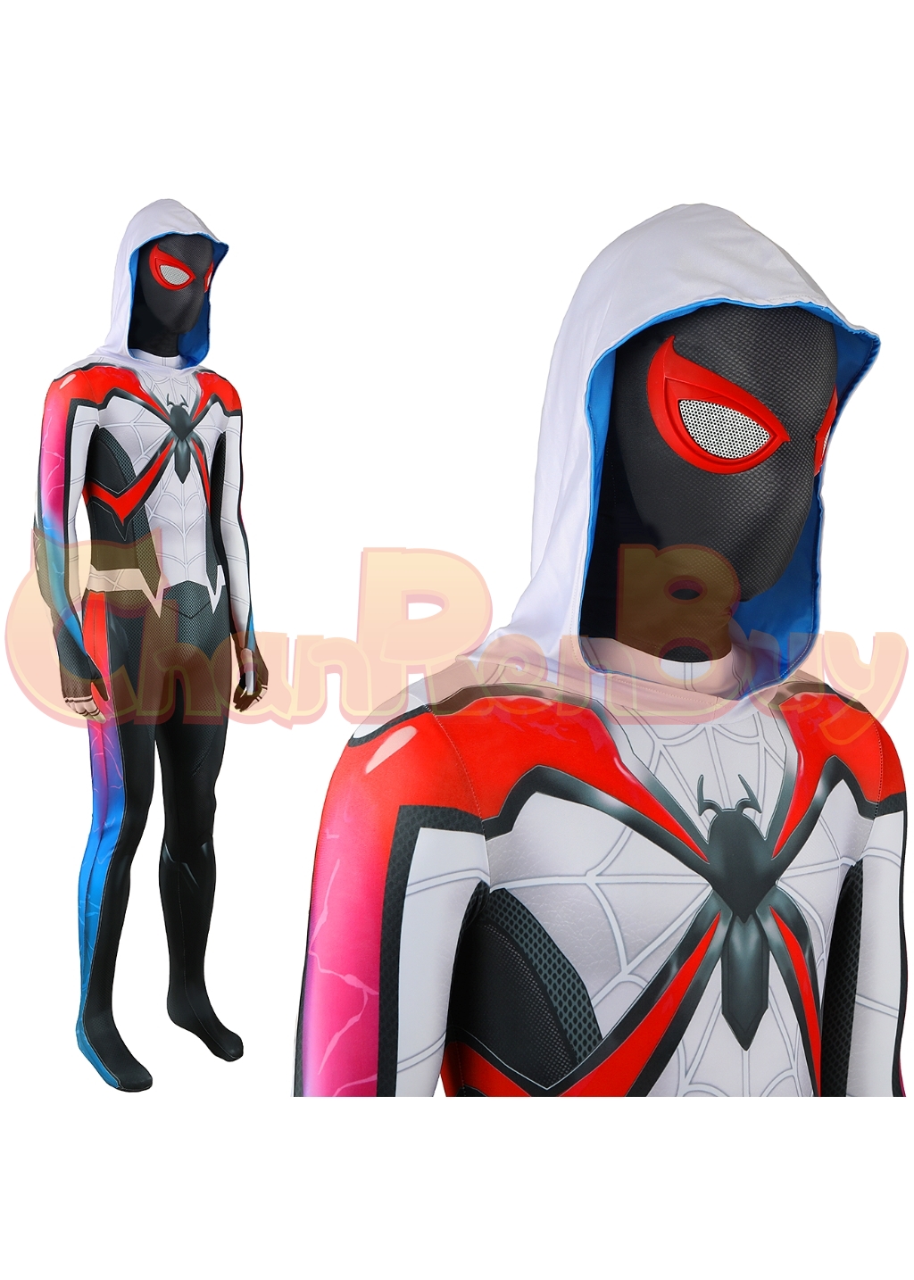 Miles Morales Costume Bodysuit Marvel's Spider-Man 2 Cosplay for Adult Kids White Ver