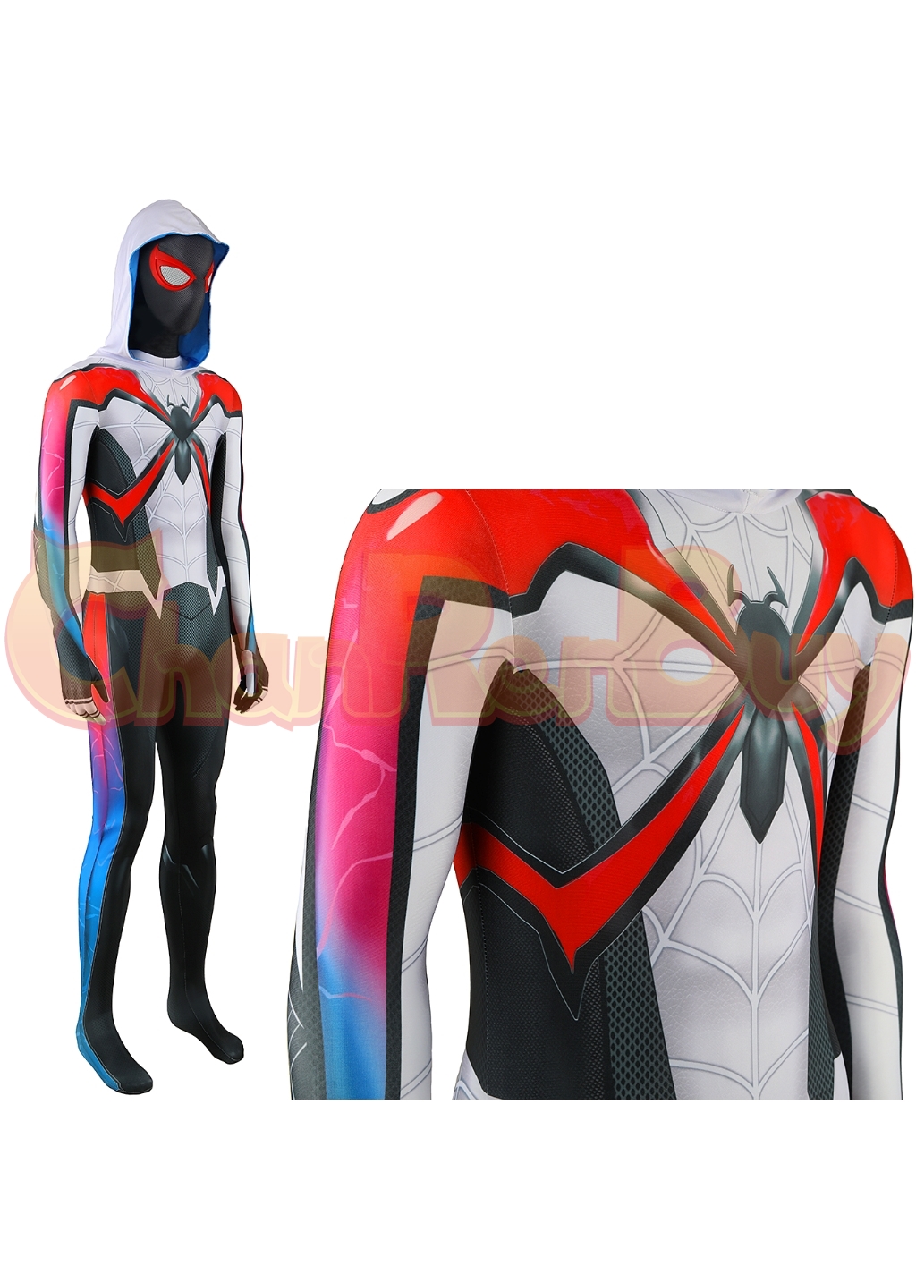 Miles Morales Costume Bodysuit Marvel's Spider-Man 2 Cosplay for Adult Kids White Ver