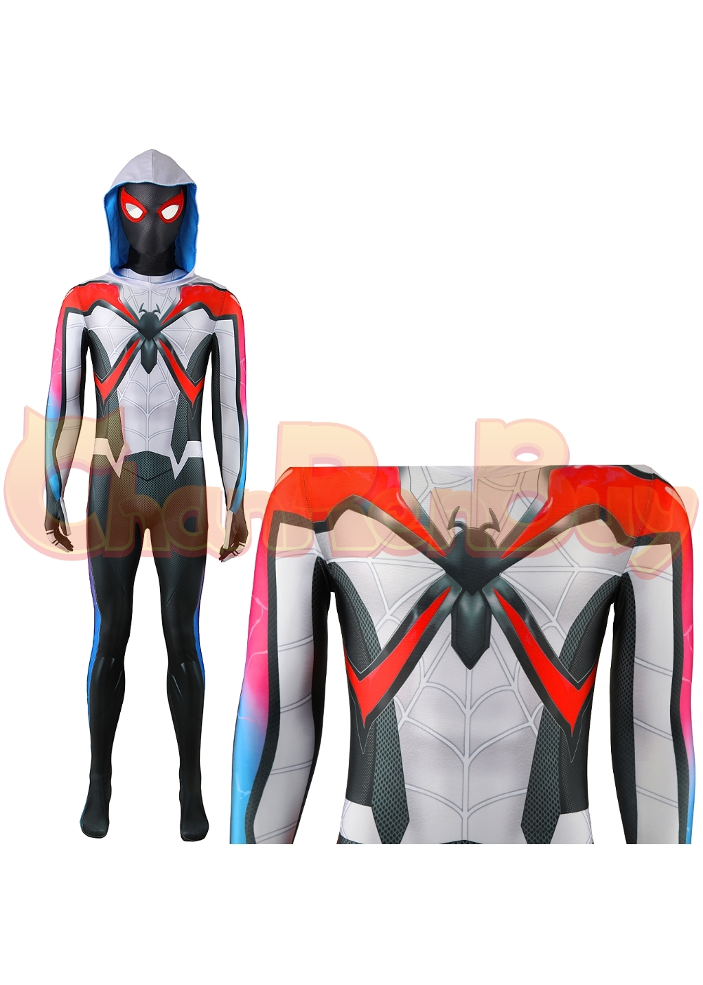 Miles Morales Costume Bodysuit Marvel's Spider-Man 2 Cosplay for Adult Kids White Ver