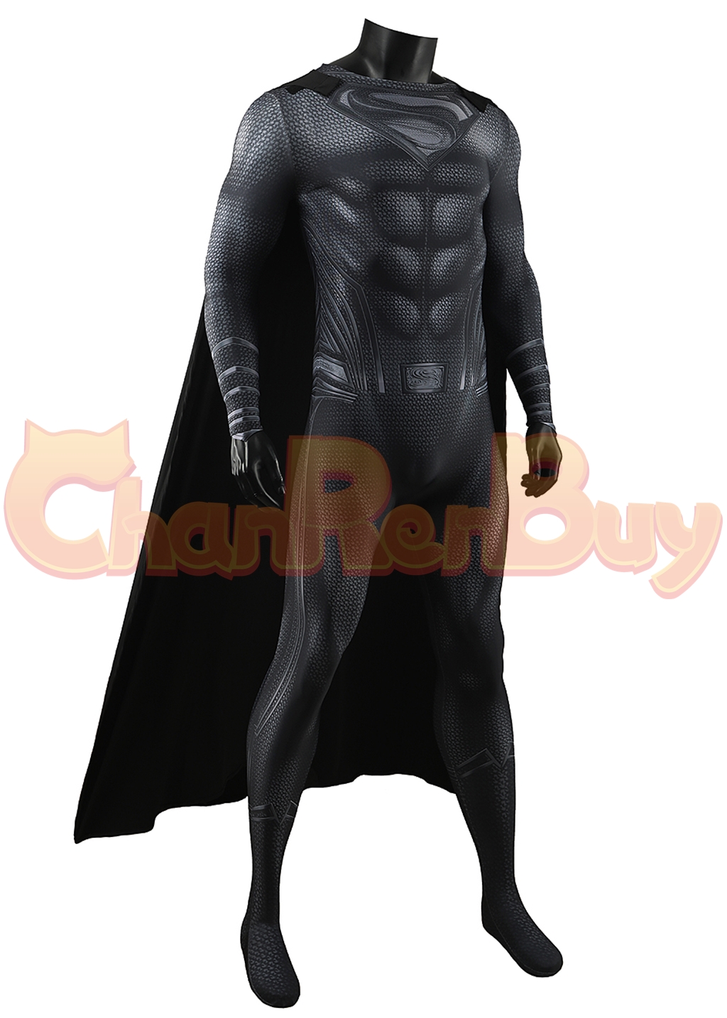 Superhero Man Costume Bodysuit Clark Kent Cosplay for Adult Kids Black Ver