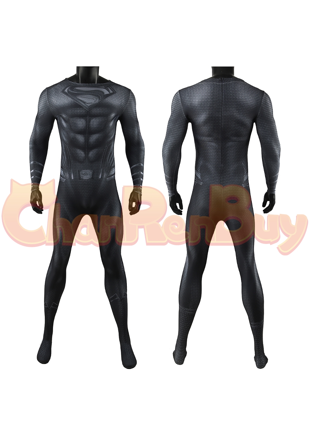 Superhero Man Costume Bodysuit Clark Kent Cosplay for Adult Kids Black Ver