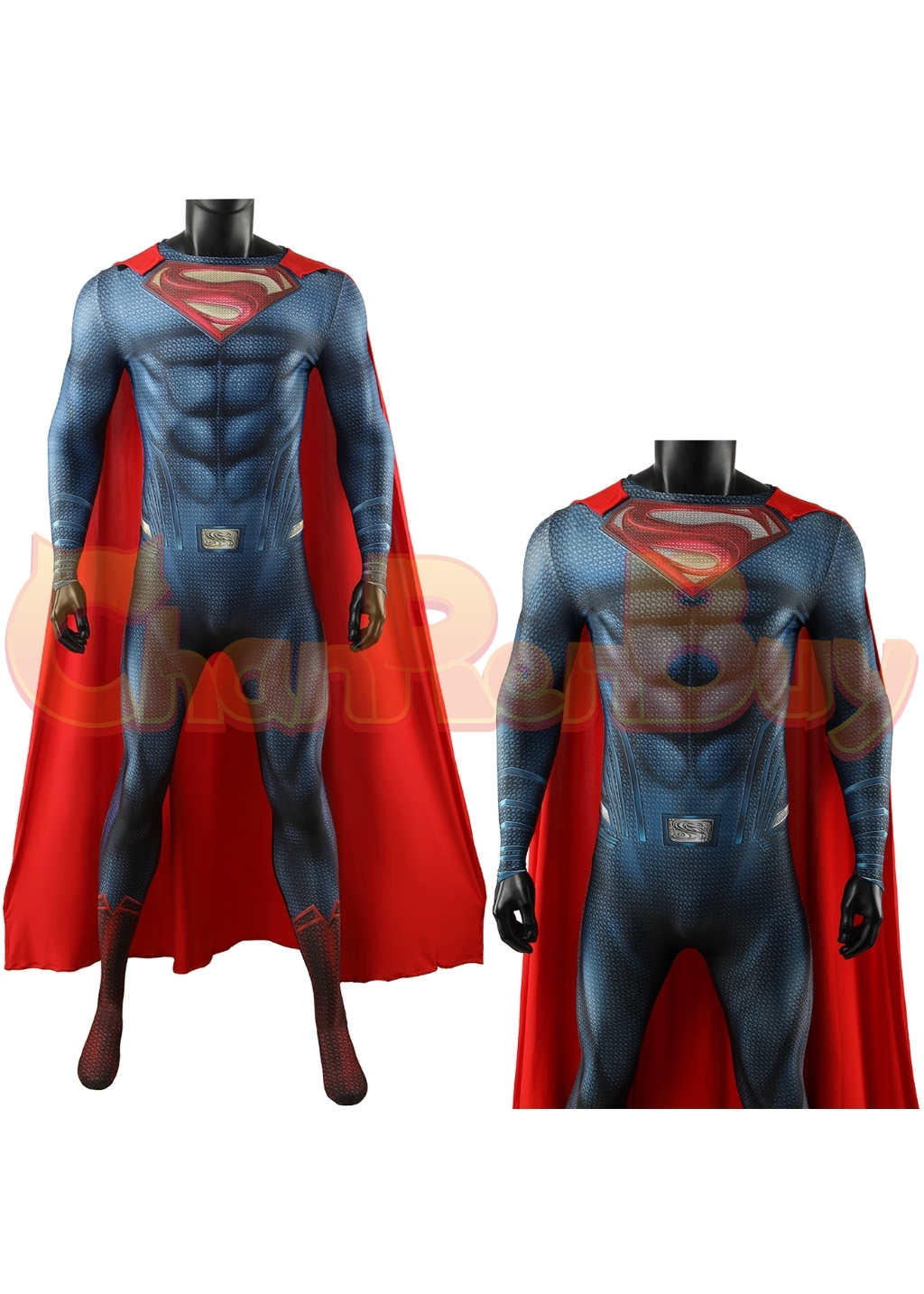 Superhero Man Costume Bodysuit Clark Kent Cosplay for Adult Kids Red Ver