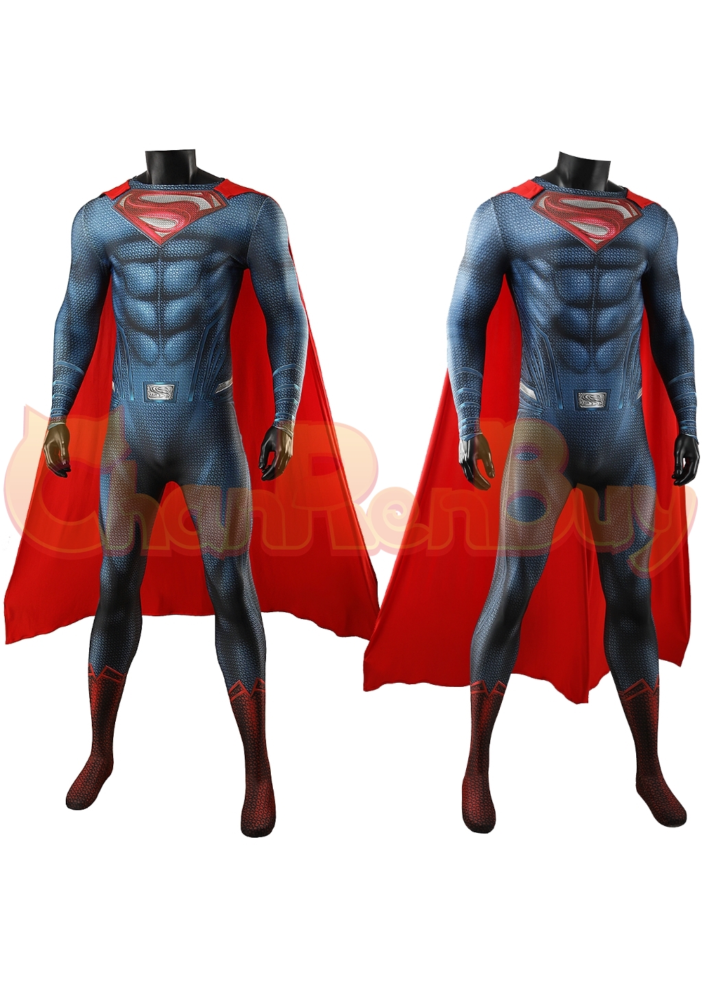 Superhero Man Costume Bodysuit Clark Kent Cosplay for Adult Kids Red Ver