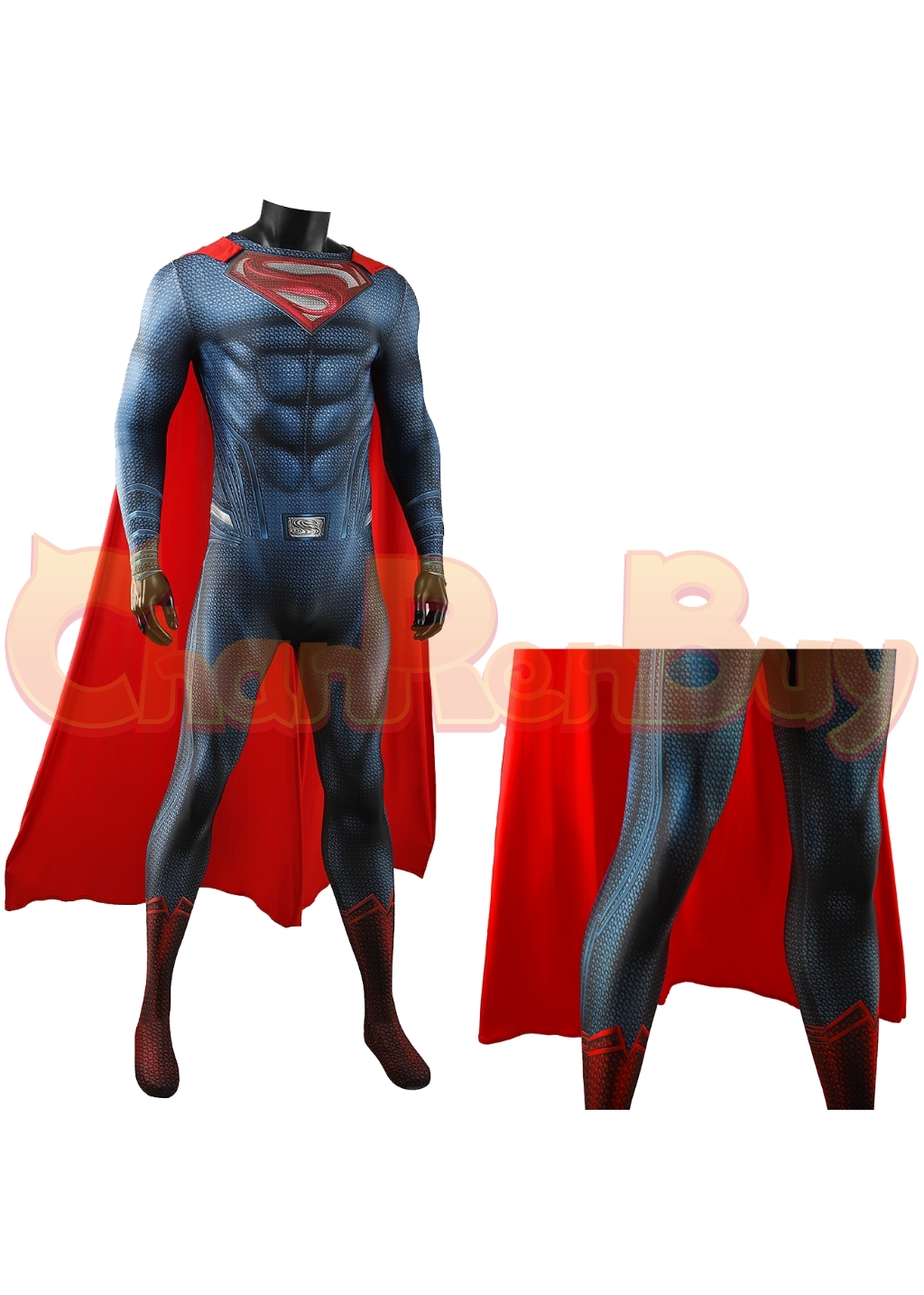 Superhero Man Costume Bodysuit Clark Kent Cosplay for Adult Kids Red Ver