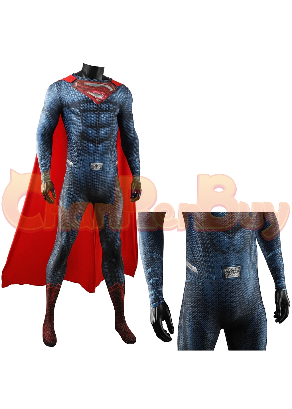 Superhero Man Costume Bodysuit Clark Kent Cosplay for Adult Kids Red Ver