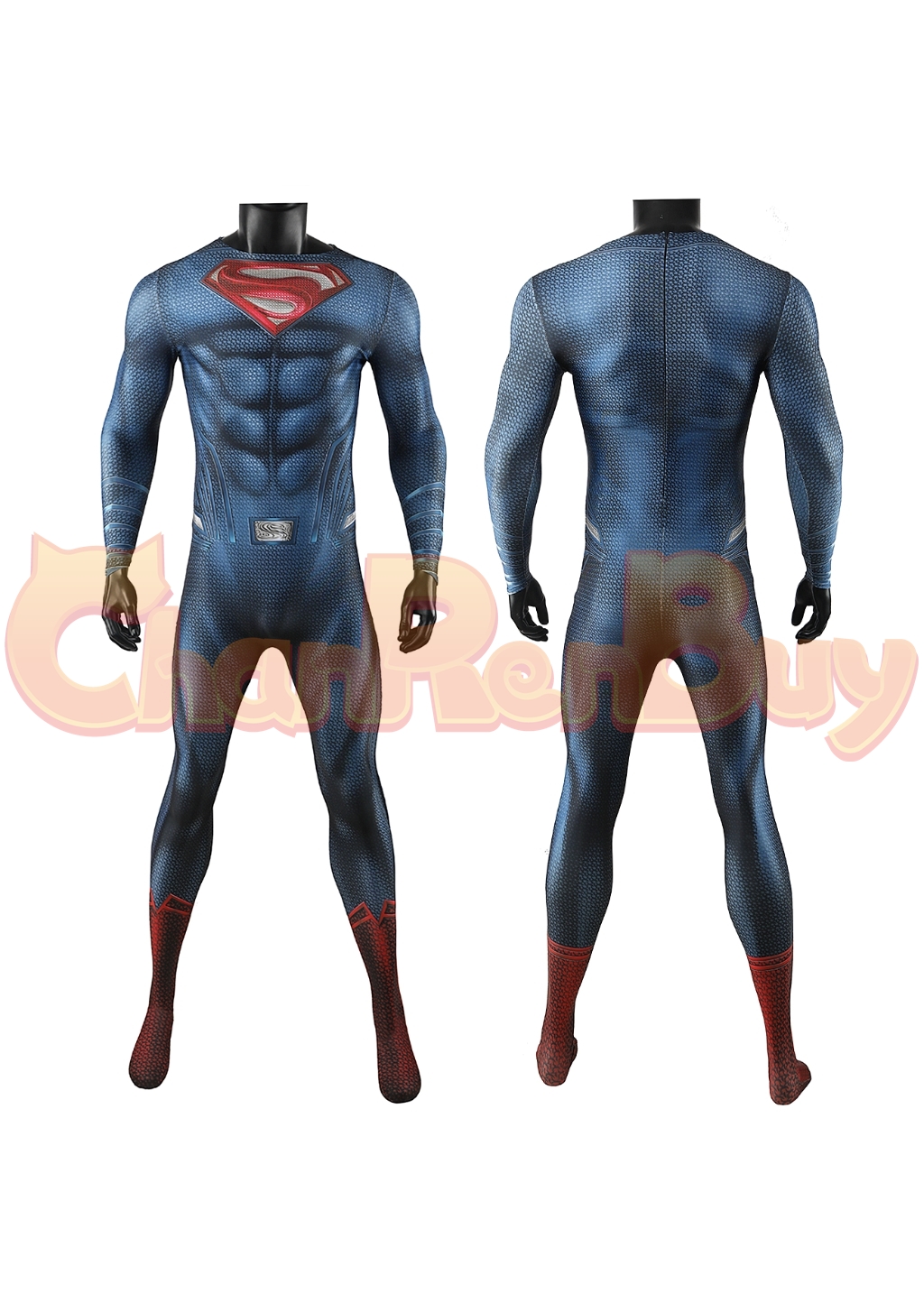 Superhero Man Costume Bodysuit Clark Kent Cosplay for Adult Kids Red Ver