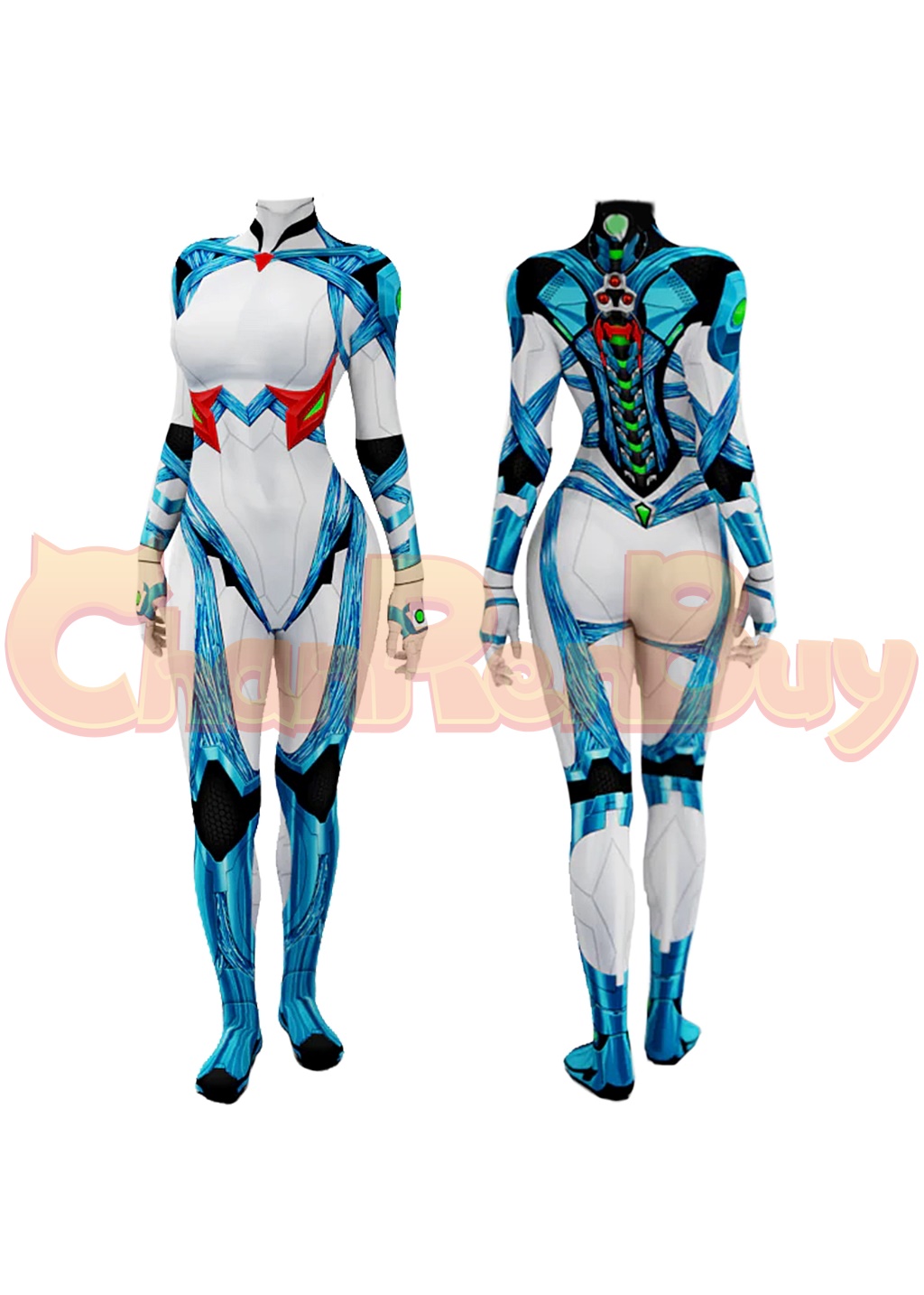 Samus Aran Costume Metroid Bodysuit Cosplay for Adult Kids