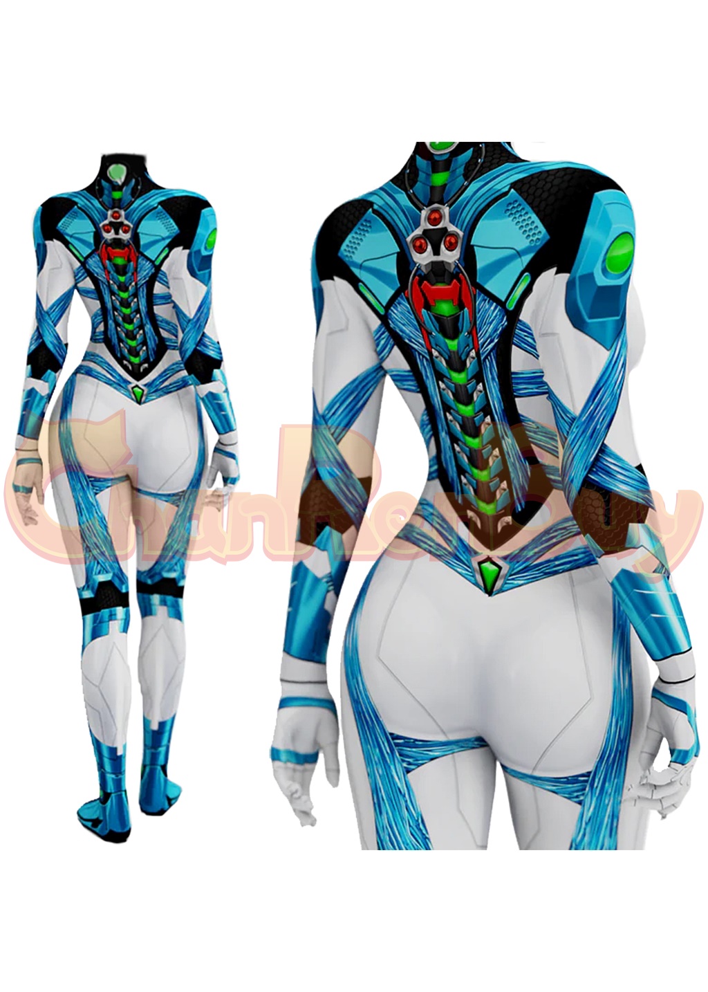 Samus Aran Costume Metroid Bodysuit Cosplay for Adult Kids