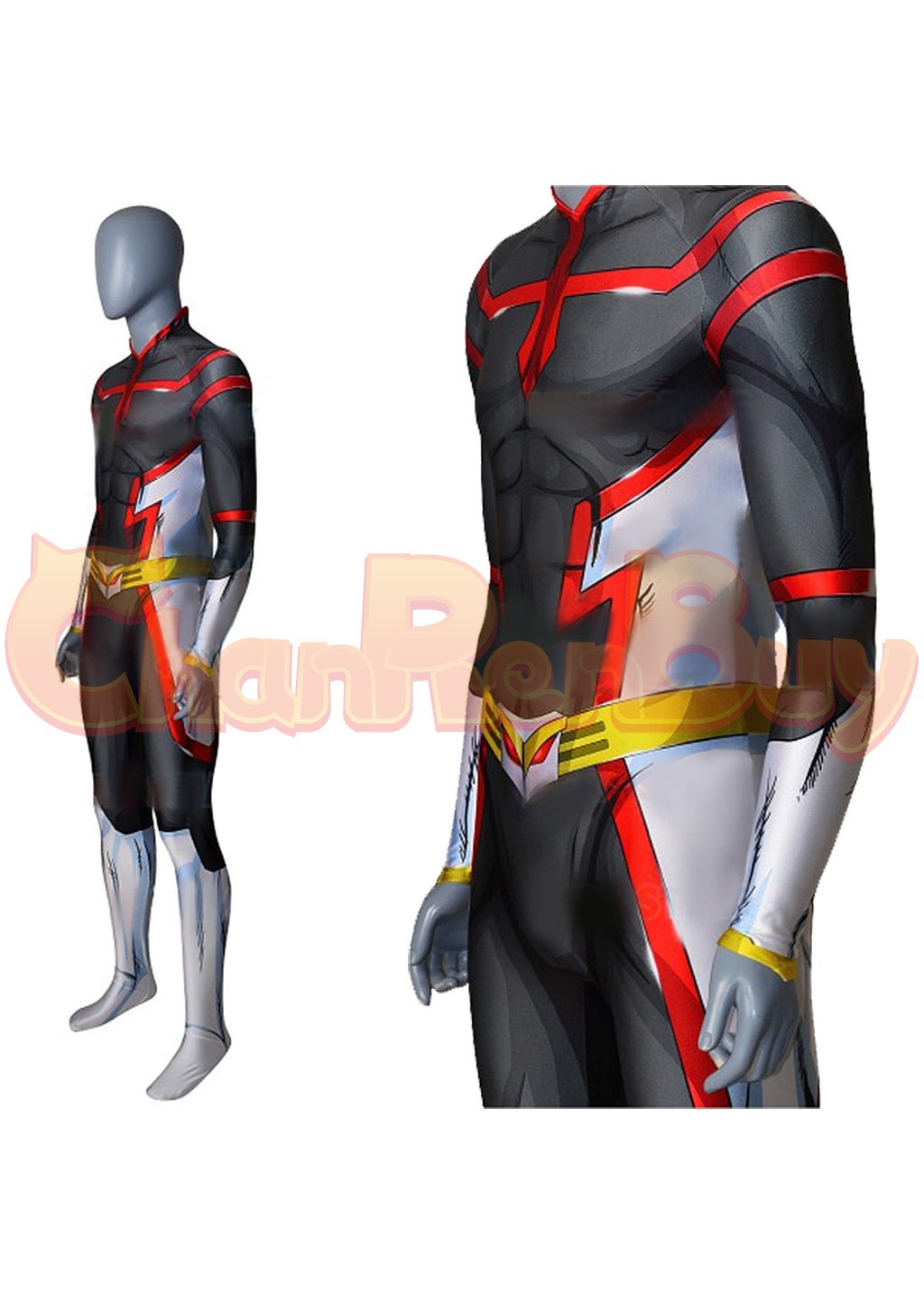 All Might Costume Bodysuit My Hero Academia Cosplay for Adult Kids Gray Ver