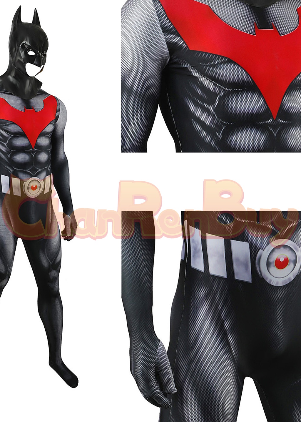 Bat Style Man Costume Superhero Bodysuit Cosplay for Adult Kids with Mask