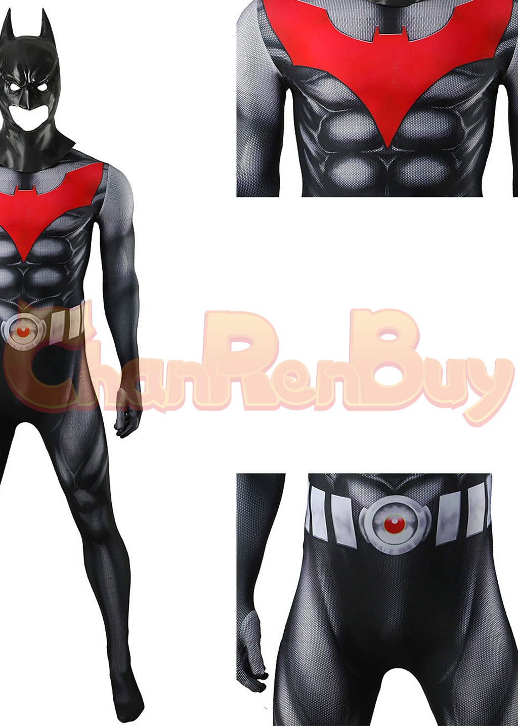 Bat Style Man Costume Superhero Bodysuit Cosplay for Adult Kids with Mask