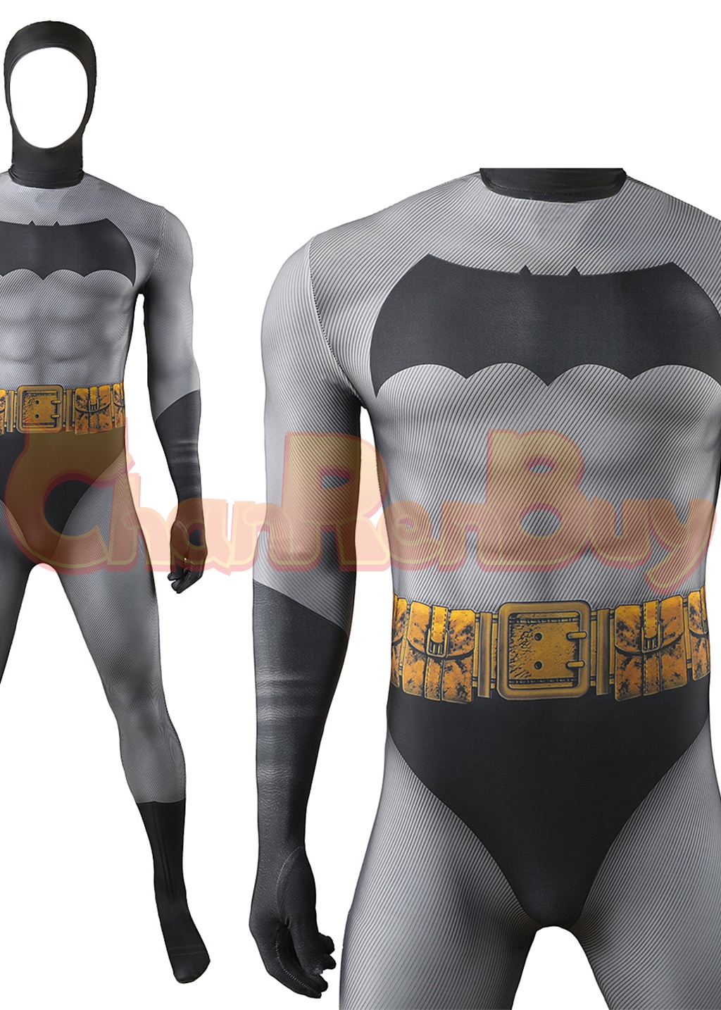 Bat Style Man Costume Superhero Bodysuit Cosplay for Adult Kids with Cloak