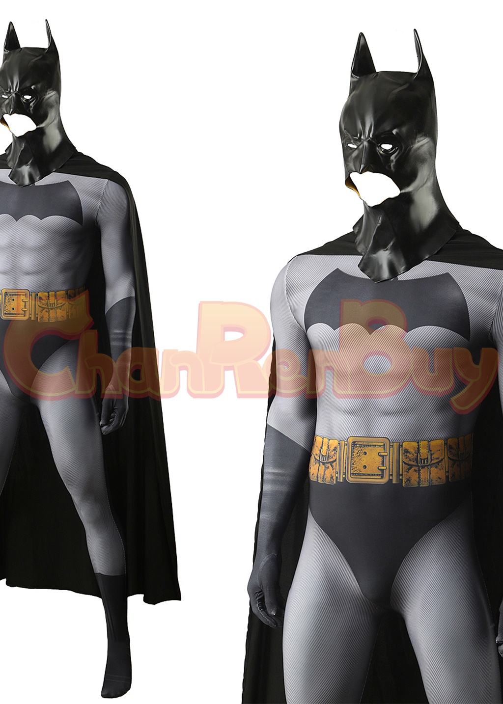 Bat Style Man Costume Superhero Bodysuit Cosplay for Adult Kids with Cloak