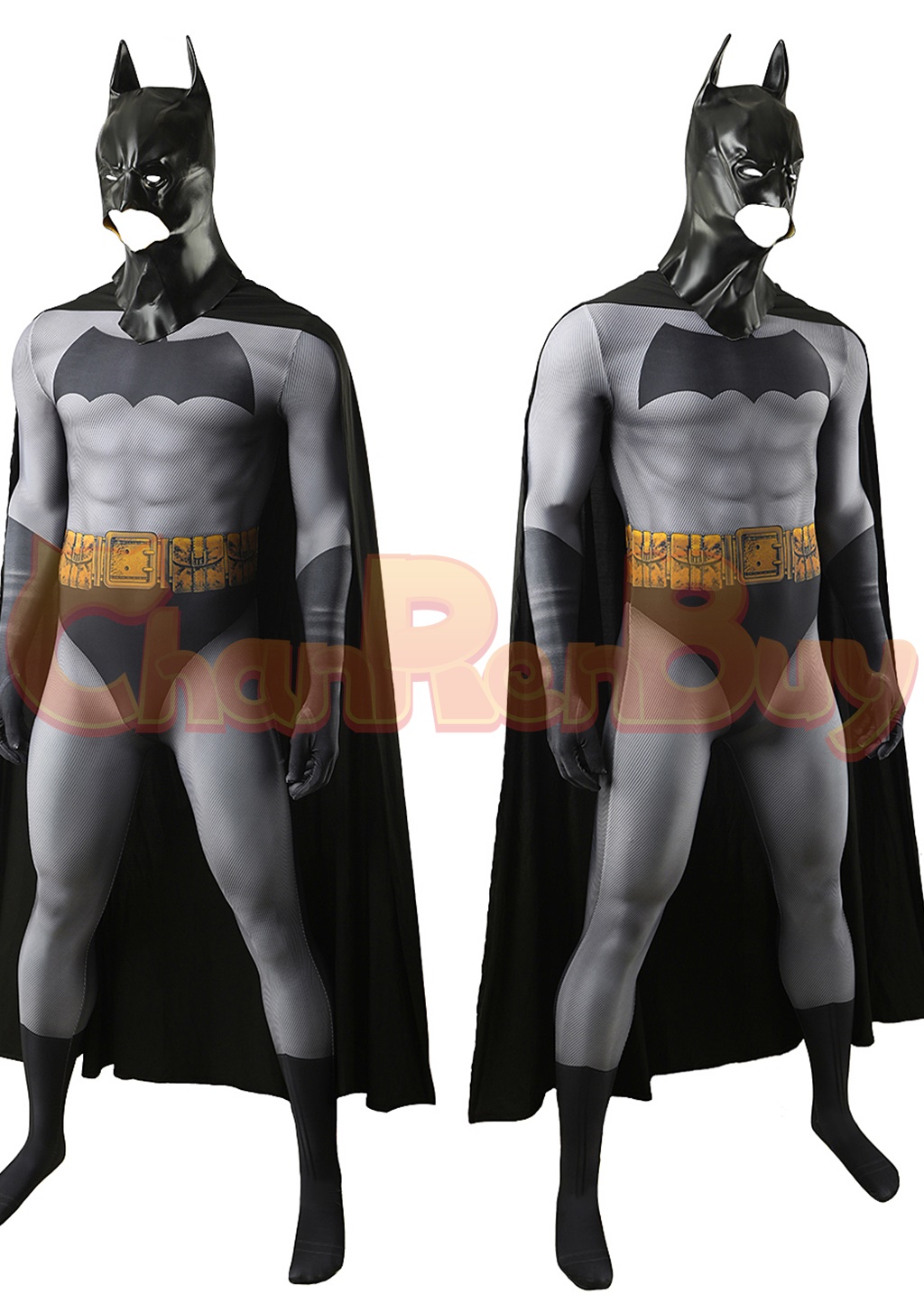Bat Style Man Costume Superhero Bodysuit Cosplay for Adult Kids with Cloak