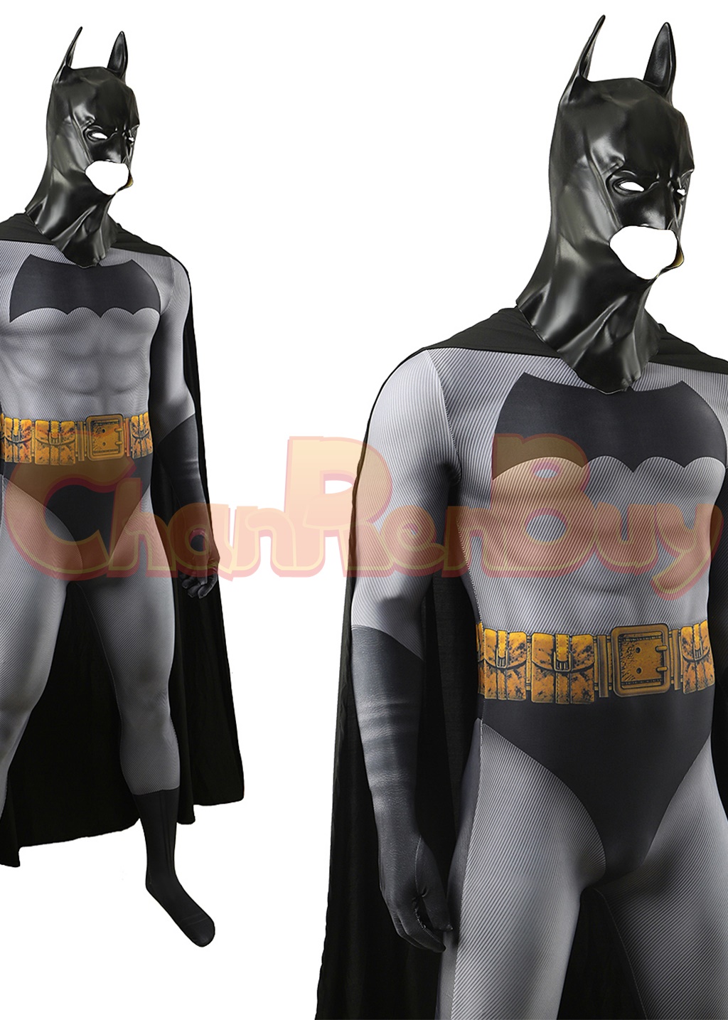 Bat Style Man Costume Superhero Bodysuit Cosplay for Adult Kids with Cloak