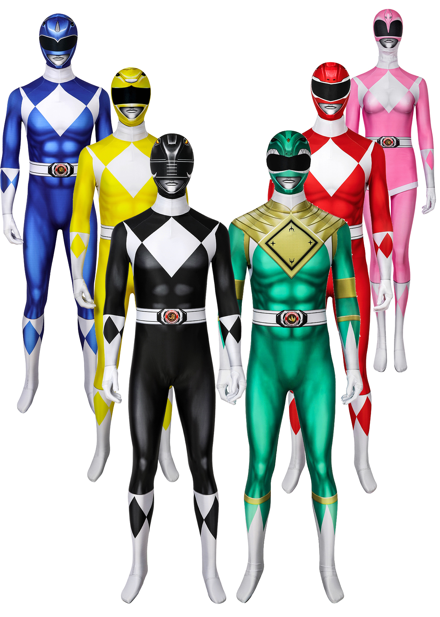 Mighty Morphin Power Rangers Costume Cosplay Jumpsuit 