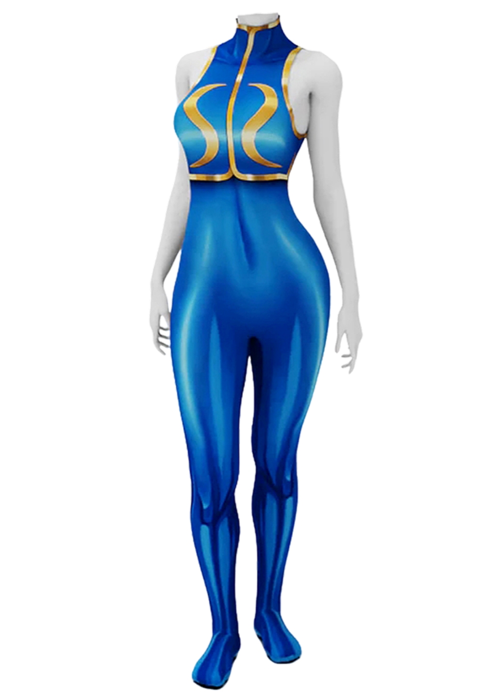 Street Fighter II Costume Chun-Li Bodysuit Cosplay Blue Ver for Adult Kids