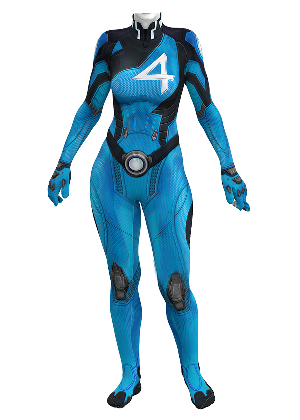 Invisible Woman Costume Fantastic Four Bodysuit Cosplay for Adult Kids Blue Ver