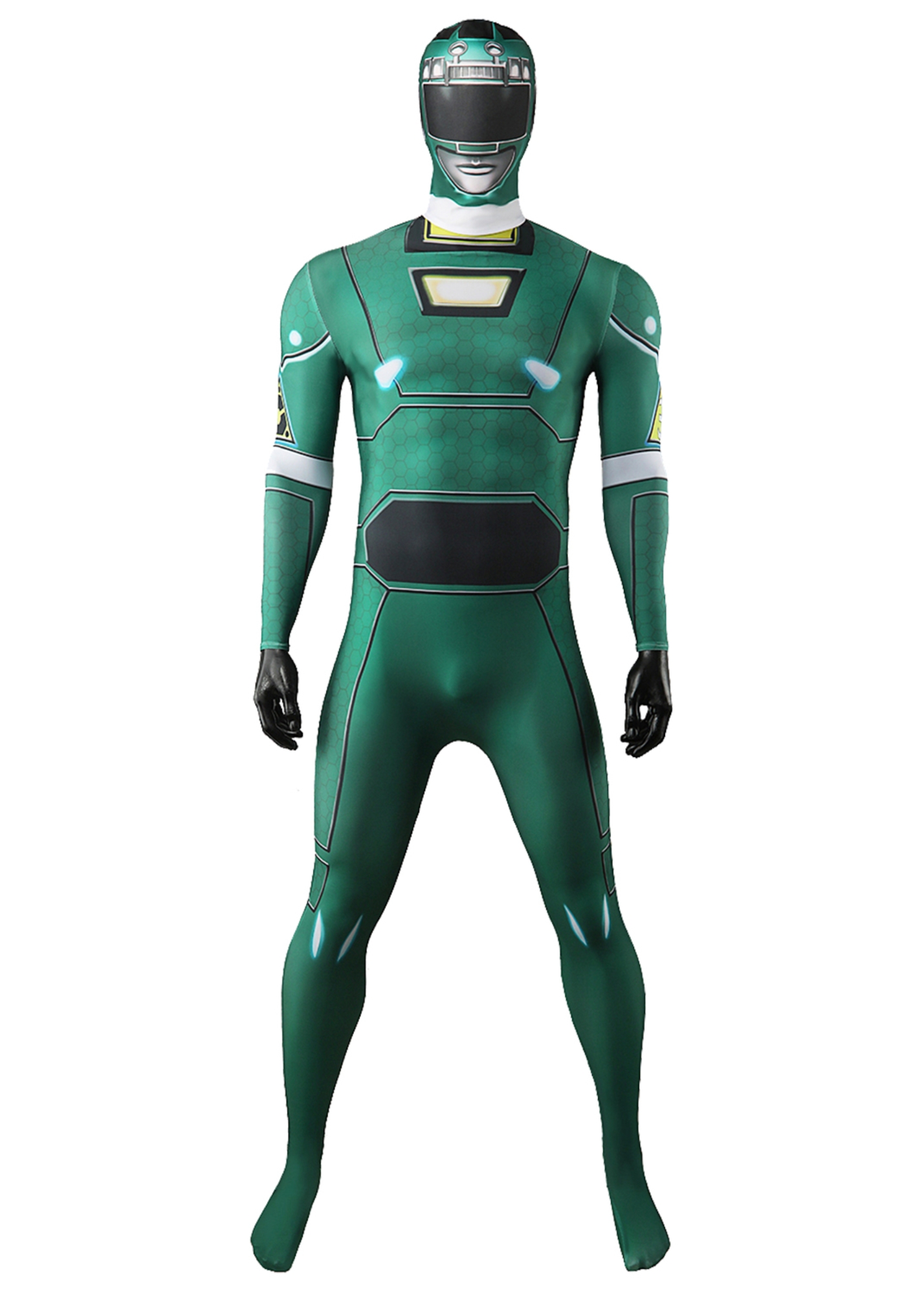 Green Racer Costume Gekisou Sentai Carranger Minoru Uesugi Bodysuit Cosplay for Adult Kids