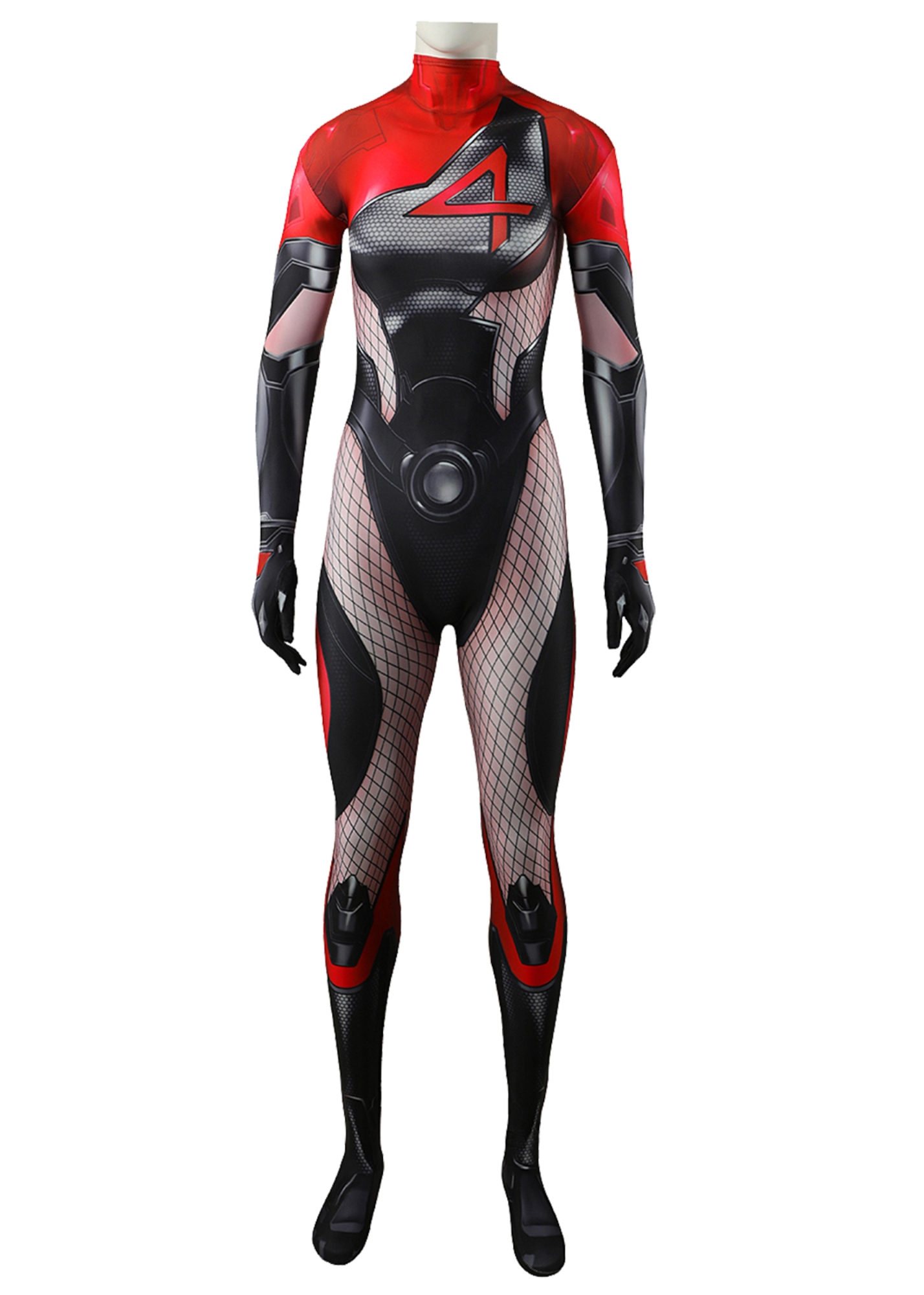 Invisible Woman Costume Marvel Rivals Bodysuit Cosplay Black Red Ver for Adult Kids