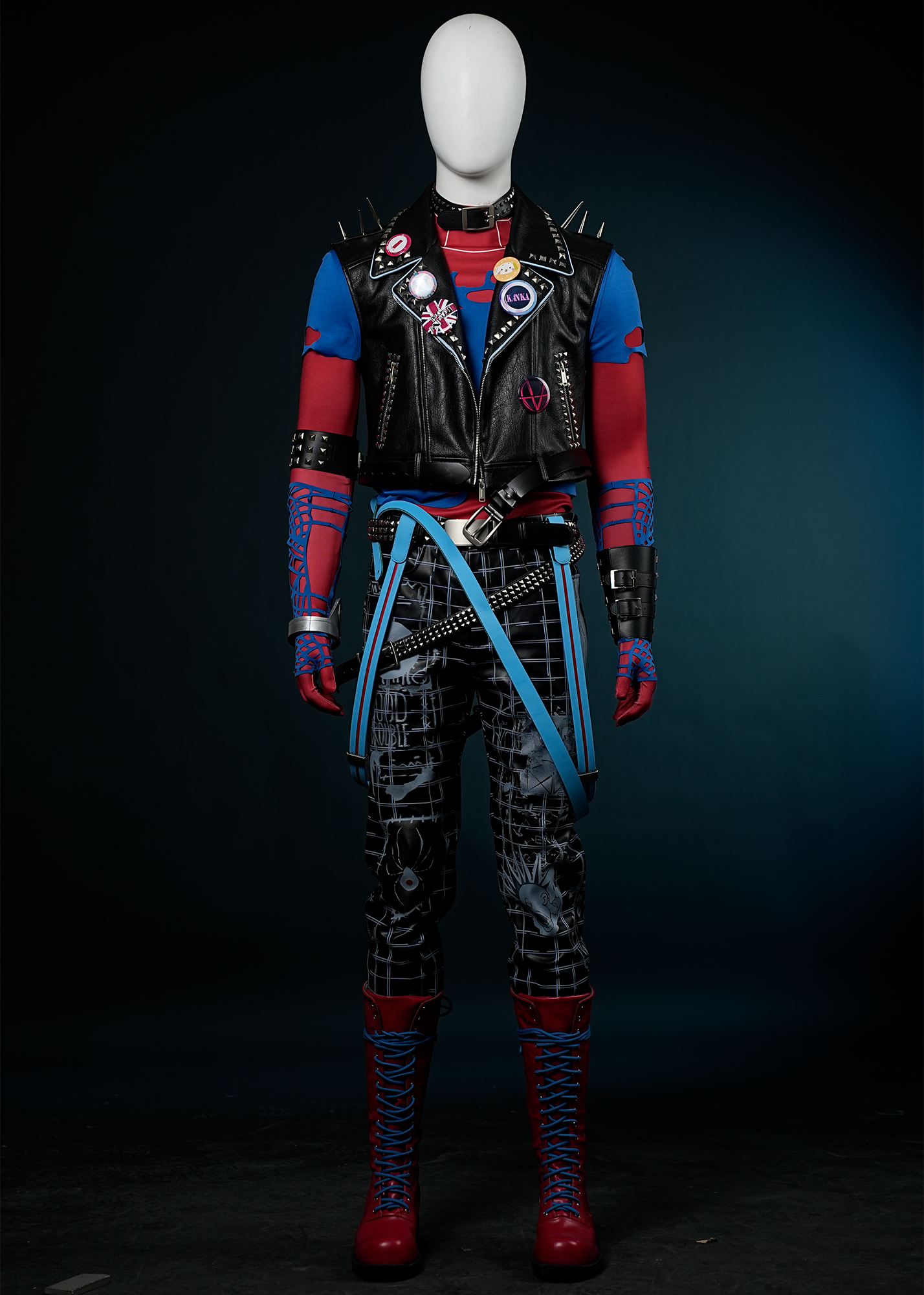 Spider-Punk Costume Spider-Man: Into the Spider-Verse Hobart Brown Suit Cosplay Upgrade Ver