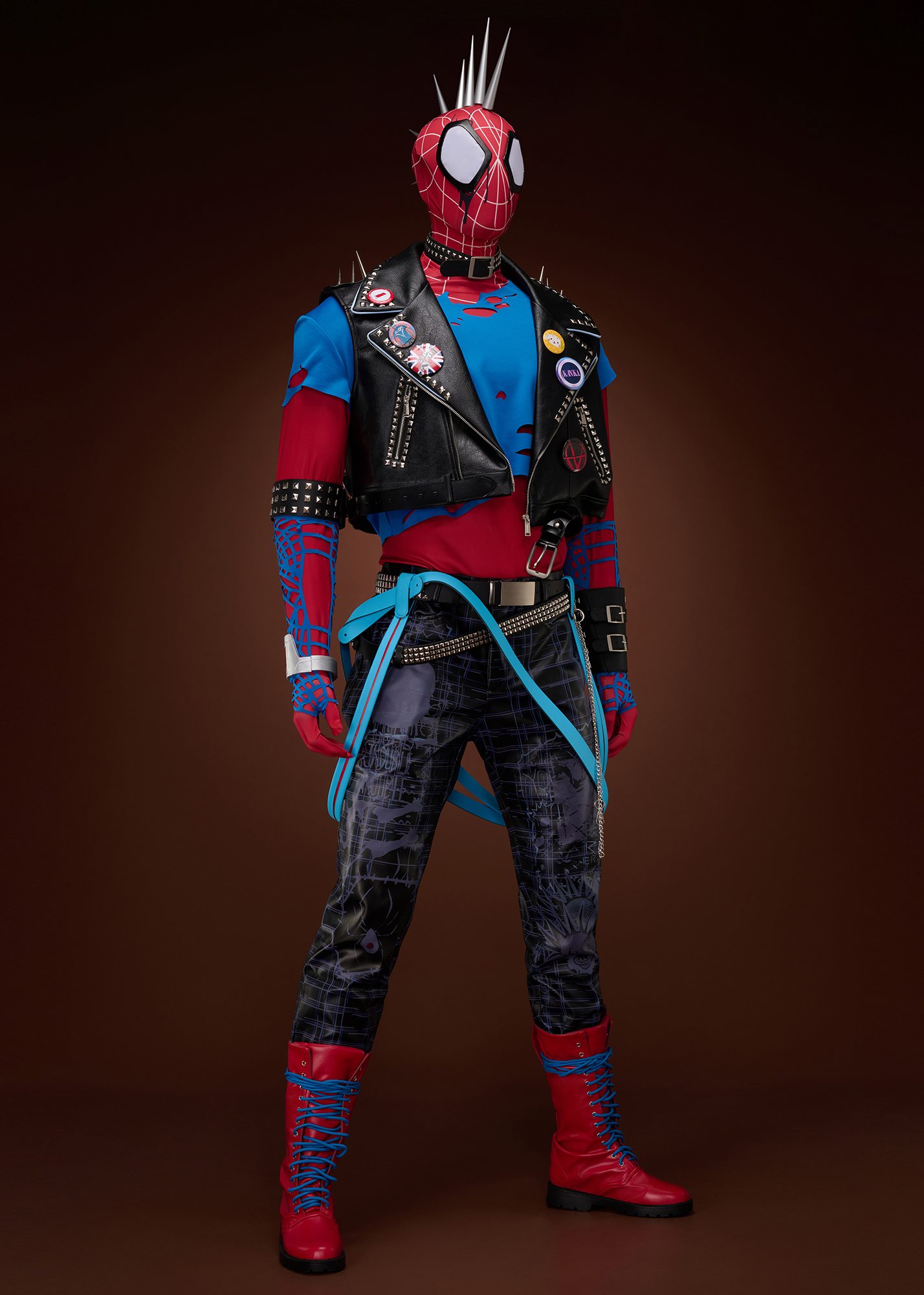 Spider-Punk Costume Spider-Man: Into the Spider-Verse Hobart Brown Suit Cosplay Upgrade Ver 2