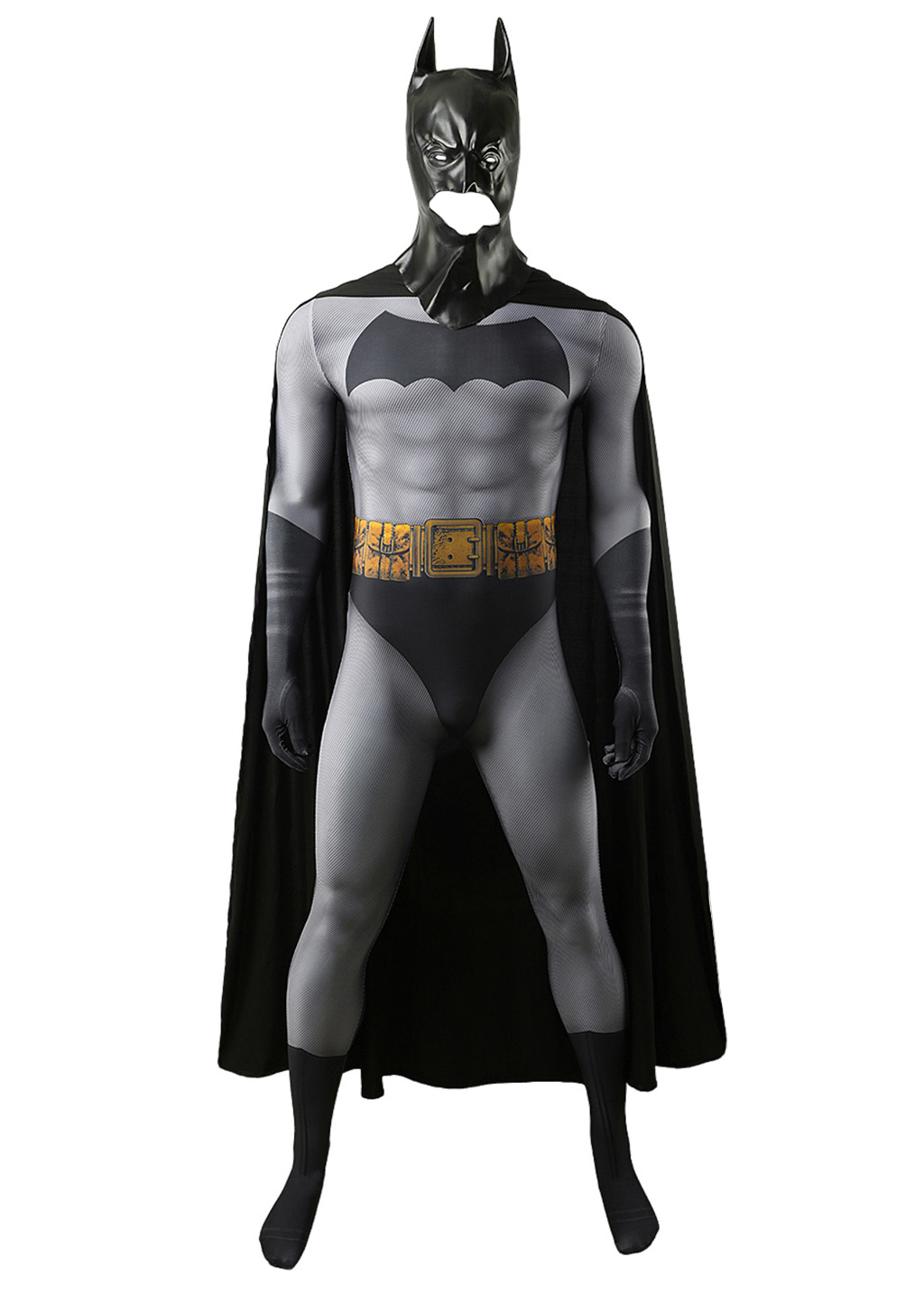 Bat Style Man Costume Superhero Bodysuit Cosplay for Adult Kids with Cloak