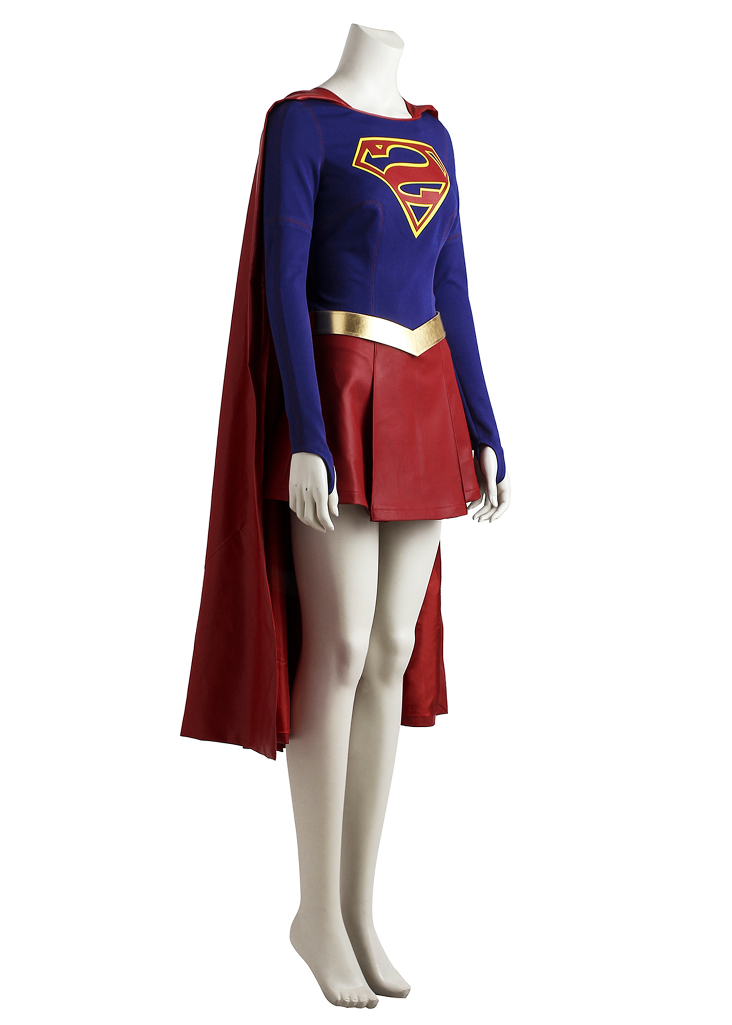 Superhero Costume Kara Zor-El Girl Cosplay Suit with Cloak