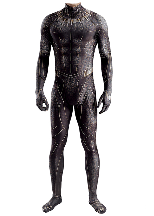 Black Panther Costume Cosplay Erik Killmonger Bodysuit for Adult Kid