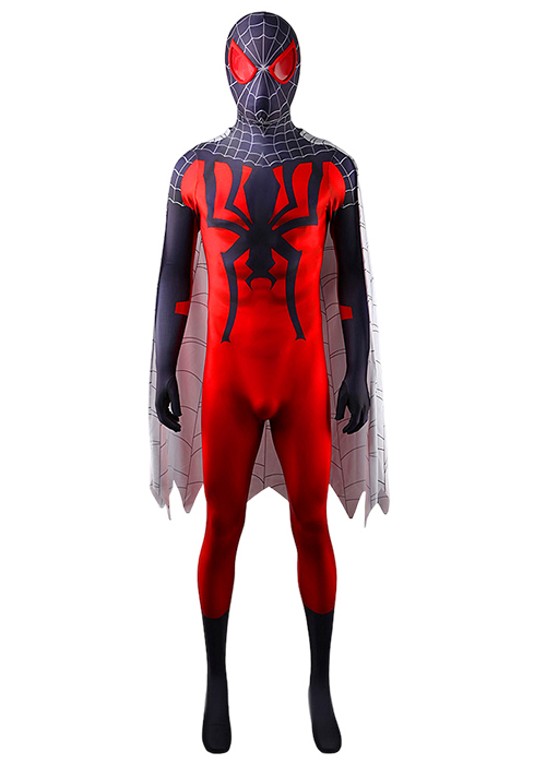 Spider-Man: Into the Spider-Verse Spiderman Costume Cosplay Bodysuit with Cloak for Adult Kid