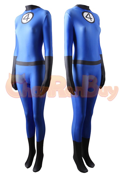 Fantastic Four Costume Cosplay Invisible Woman Bodysuit For Adult Kid