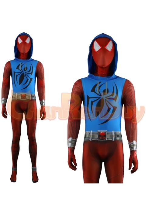 Spider-Man: Across the Spider-Verse Scarlet Spider Ben Reilly Costume Cosplay Bodysuit for Adult Kid