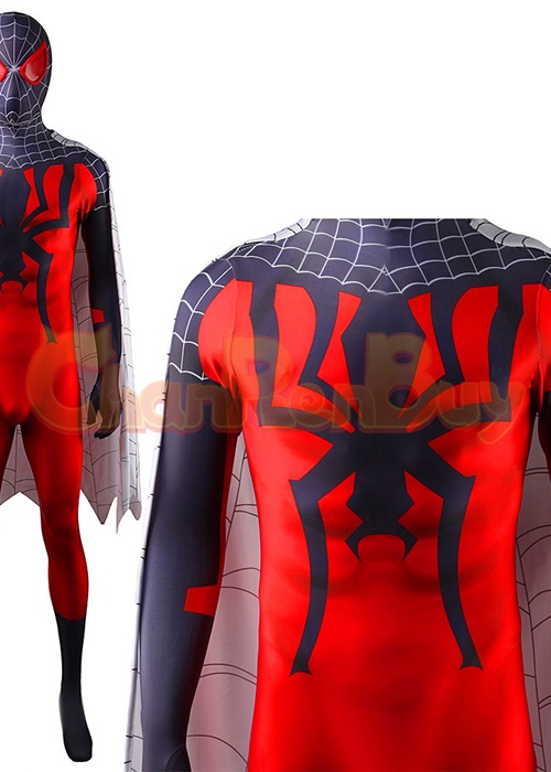 Spider-Man: Into the Spider-Verse Spiderman Costume Cosplay Bodysuit with Cloak for Adult Kid