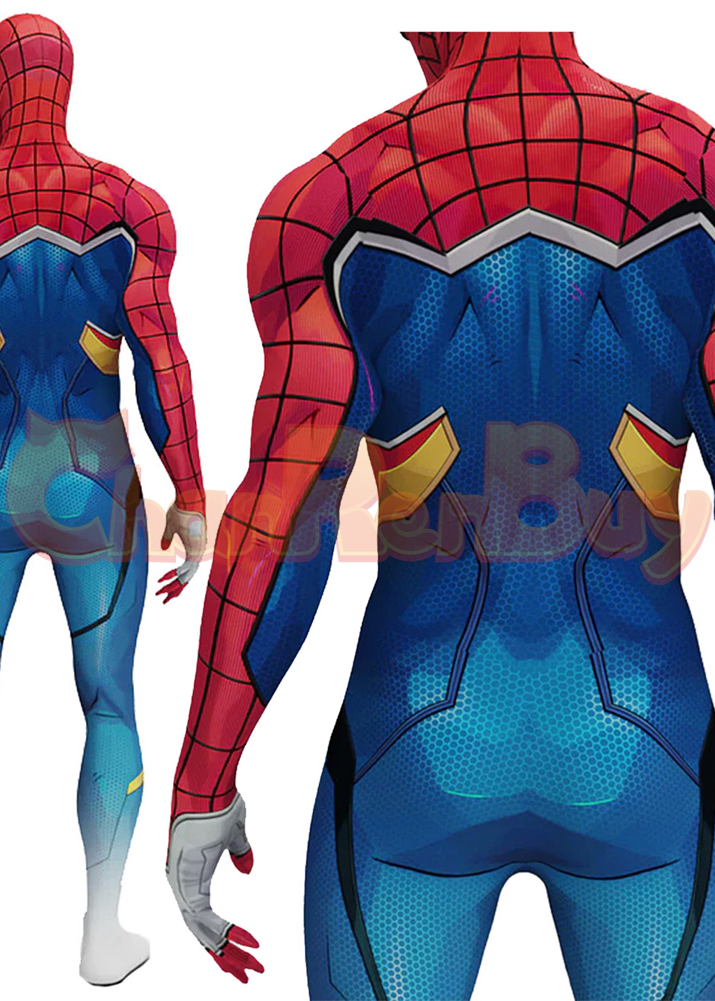 Spider-Punk Costume Marvel Rivals Bodysuit Cosplay Blue Ver for Adult Kids
