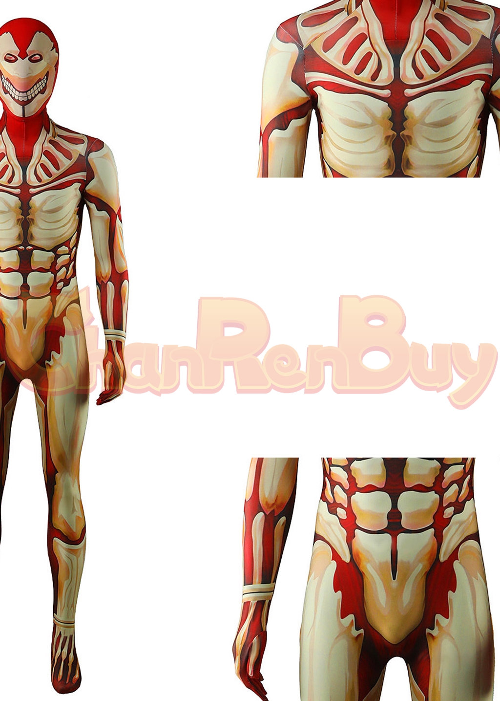 Armored Titan Costume Attack on Titan Bodysuit Cosplay for Adult Kids